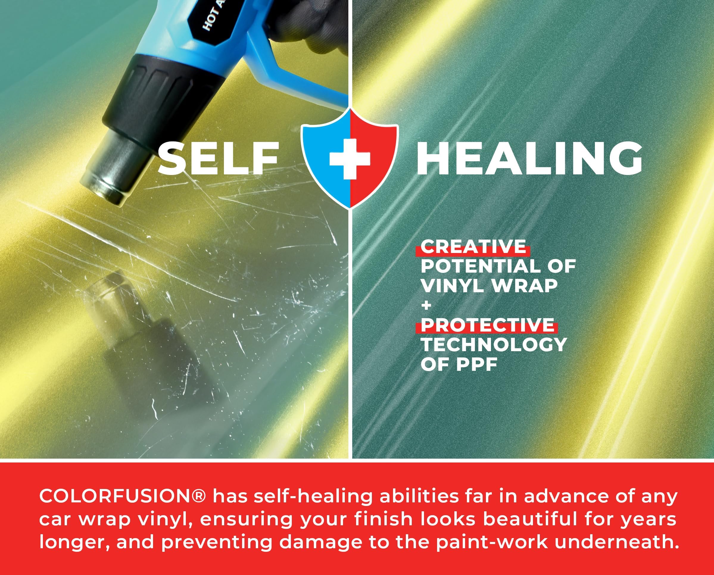 Colorfusion Ppf By Vvivid, Gloss Flip Thunder Green Dry Apply Ppf Vinyl Car Wrap Roll 60Ft X 5Ft