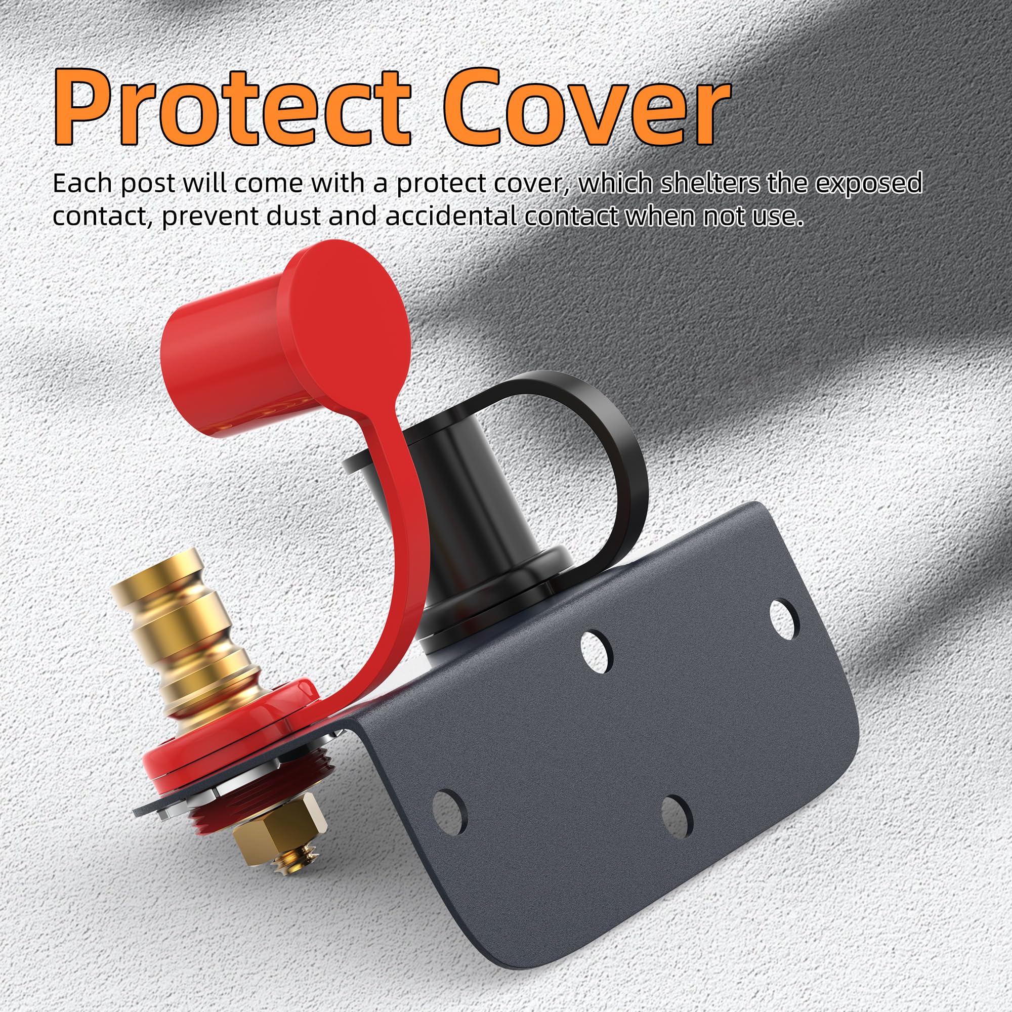 Joinfworld Remote Battery Terminals 3/8'' Stud Battery Jump Post With Heavy Duty Mounting Bracket 250A Battery Charging Post Kit