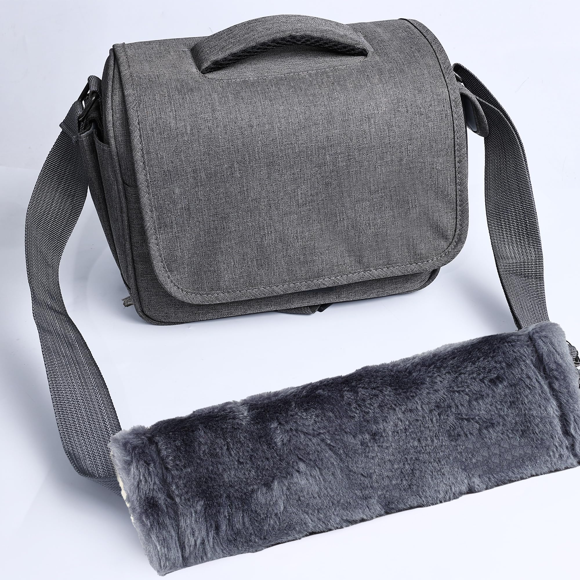 Moonet 2 Packs Car Seatbelt Covers Shoulder Pad For More Comfortable Driving, Universal Seat Belt Cover For Handbag Camera Backpack Straps, Soft Faux Sheepskin Wool Seat Belt Cushion (Dark Gray)