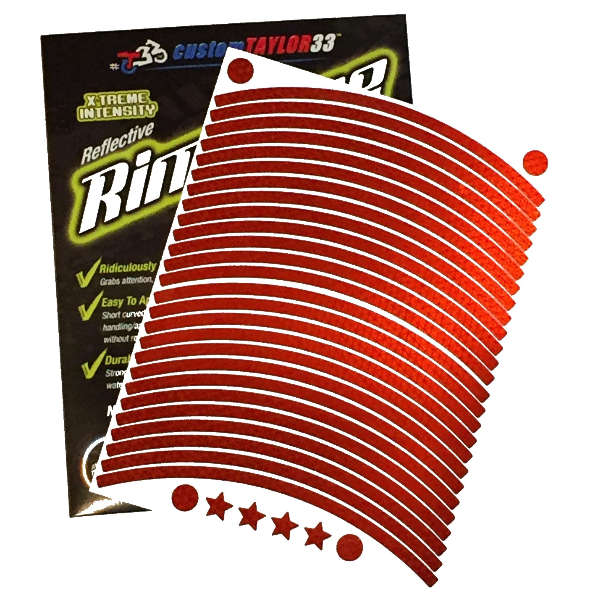 Customtaylor33 (All Vehicles Red High Intensity Grade Reflective Copyrighted Safety Rim Tapes (Must Select Your Rim Size), 17' (Rim Size For Most Sportsbikes)