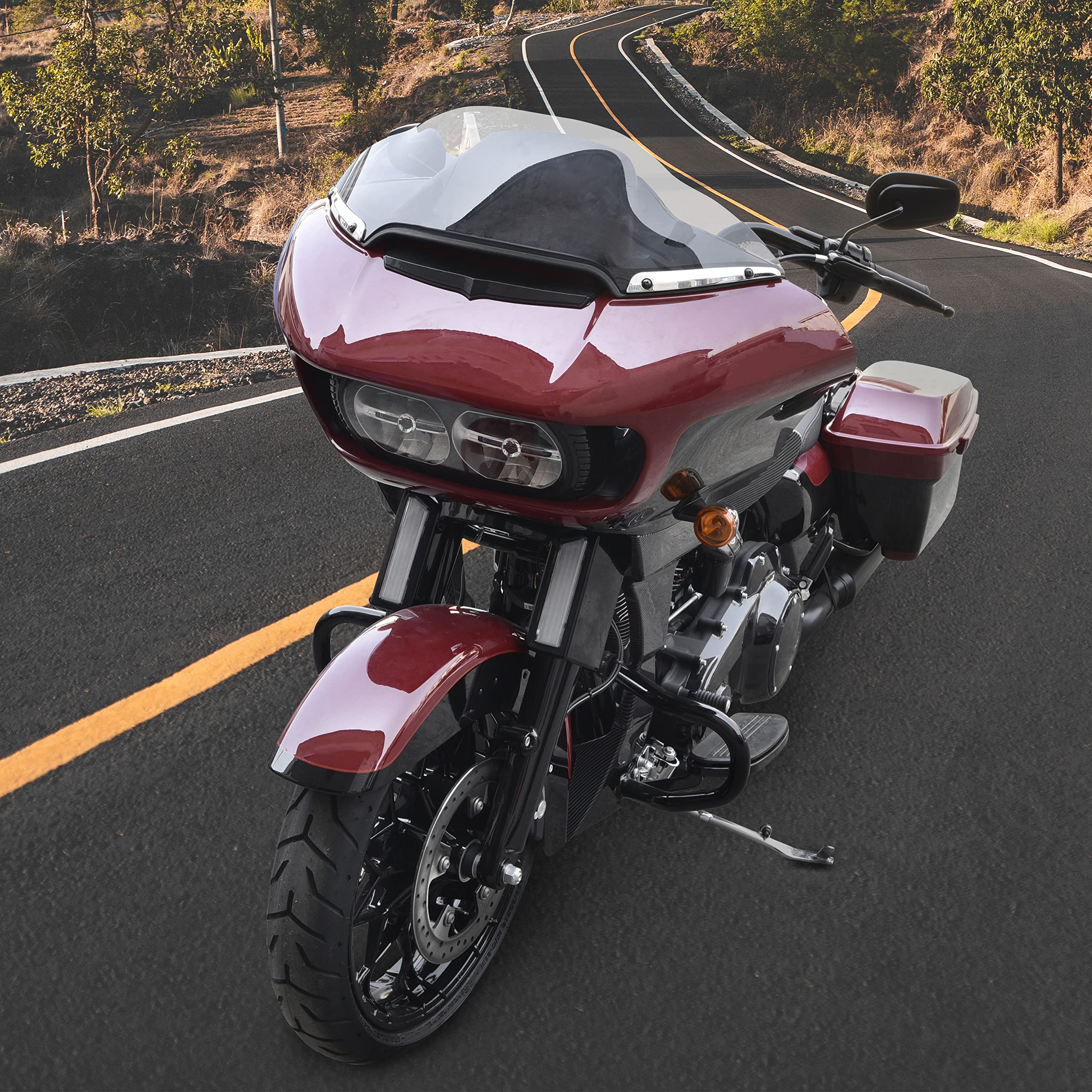 Veisutor Chrome Windshield Side Trim For Road Glide 15-23, Motorcycle Split Windshield Trim Windscreen Trim For Harley Road Glide Ultra Fltru Fltrx Special Fltrxs 2015-2023 Accessories (1 Pair)