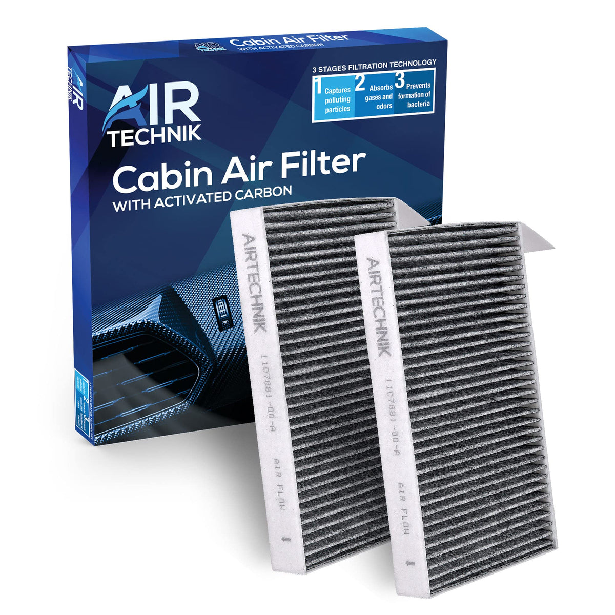 Airtechnik Cuk25015 Cabin Air Filter W/Activated Carbon | Fits Tesla Model 3 (2017-2023) And Model Y (2020-2023) - 1107681-00-A | Cf12774