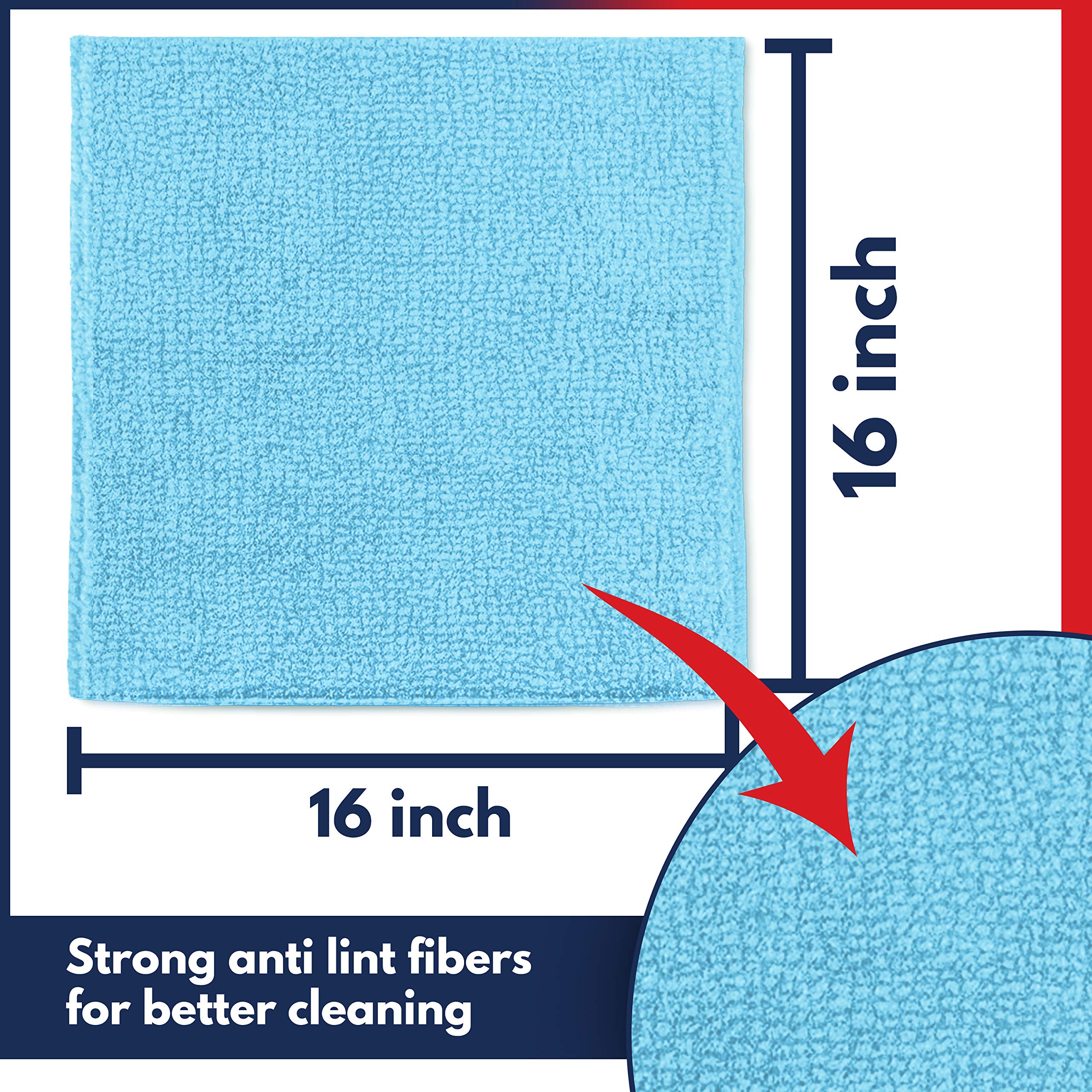 Usanooks Microfiber Cleaning Cloth - Turq - 12Pcs (16X16 Inch) High Performance - 1200 Washes, Ultra Absorbent Car Towel Traps G