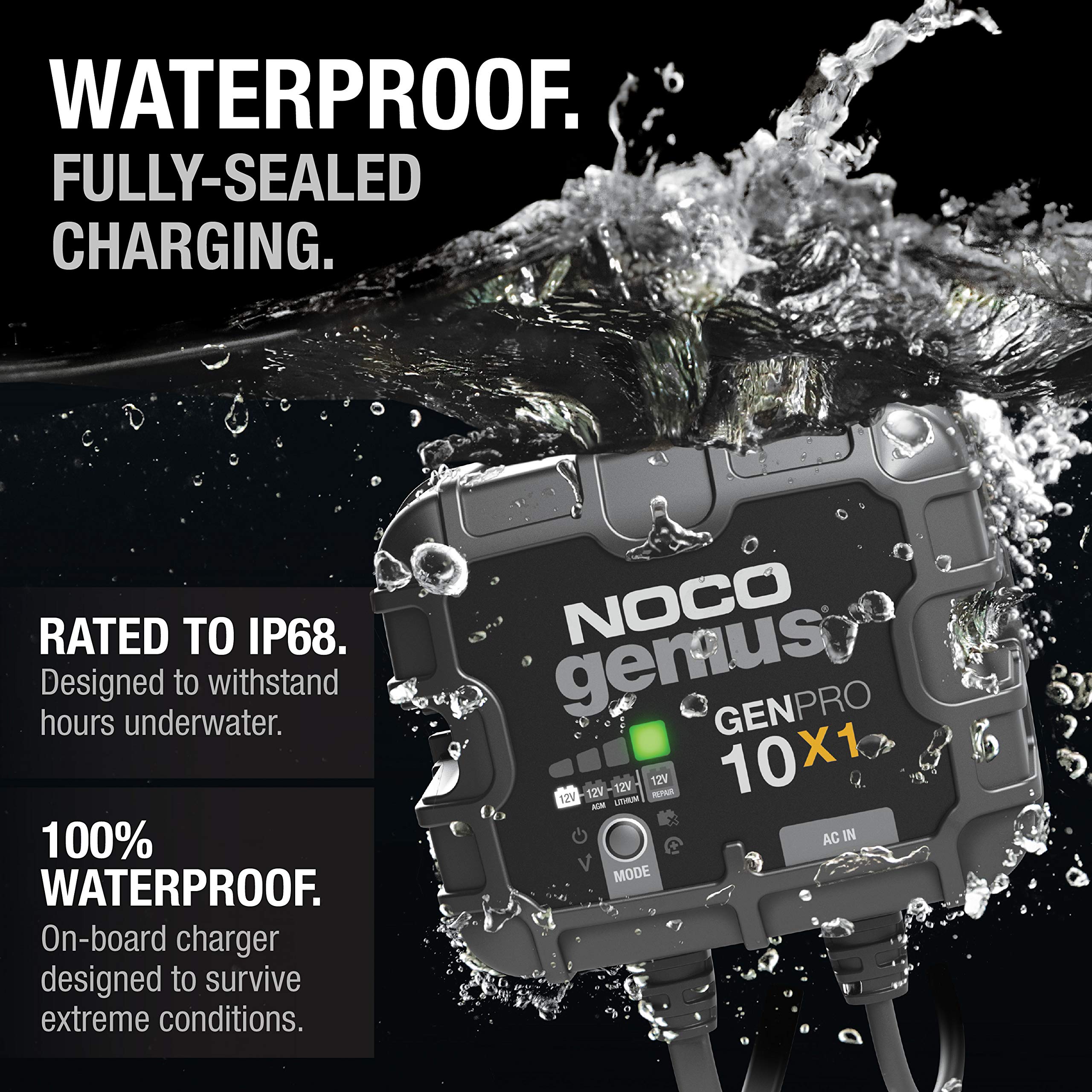 NOCO 10A Smart Marine Battery Charger for AGM, Lithium, and Deep-Cycle Batteries - 12V, Waterproof, Onboard Boat