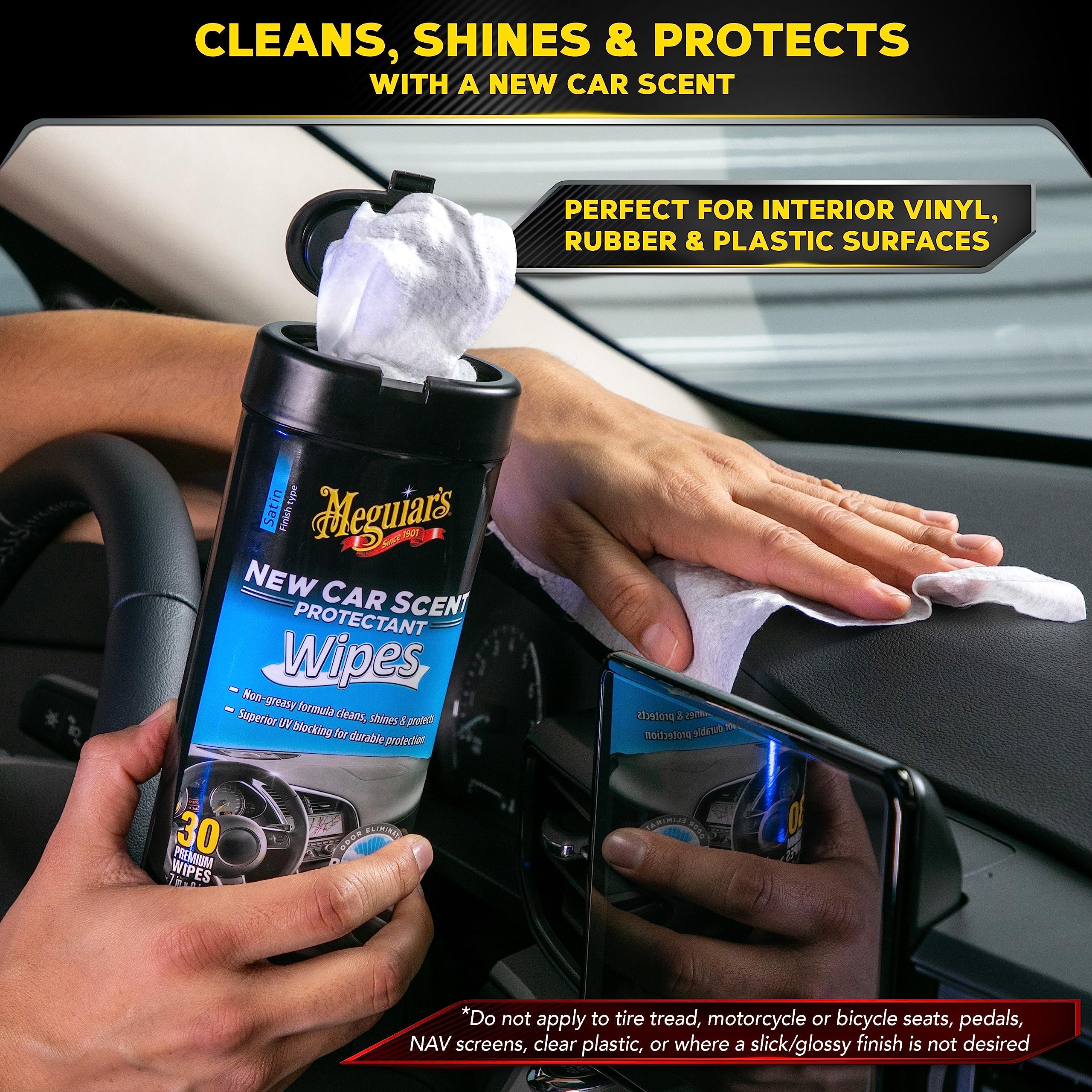 Meguiar'S New Car Scent Protectant Wipes - Easy To Use Car Wipes That Protect And Freshen Your Car'S Interior - Ideal For Car De