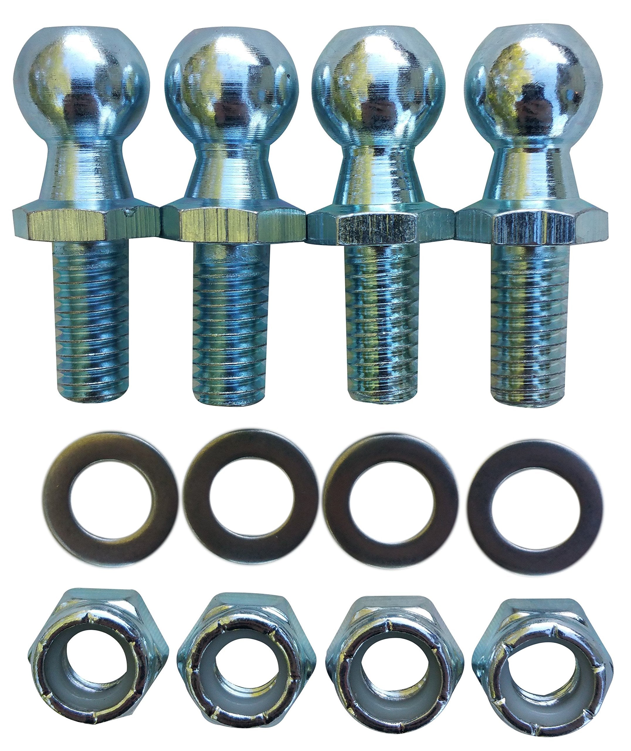 (4 Pack) 13mm Ball Studs with Hardware - 516-18 Thread x 58 Long Shank - gas Lift Support Strut Fitting