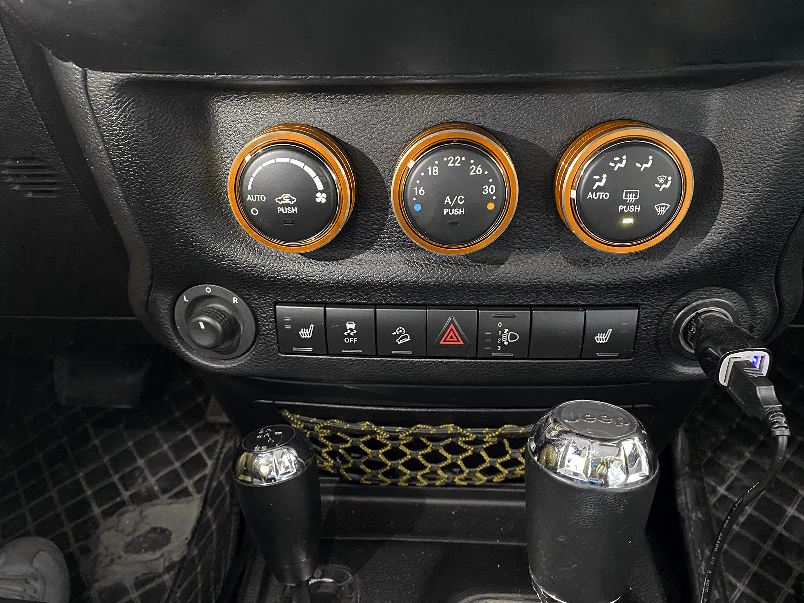 Ac Climate Control Knob Ring Air Conditioner Switch Volume Cover Compatible With 2011-2017 Jeep Wrangler Jk Jku/Dodge Challenger 2008-2014 Interior Conditioning Accessories Trim (Orange)
