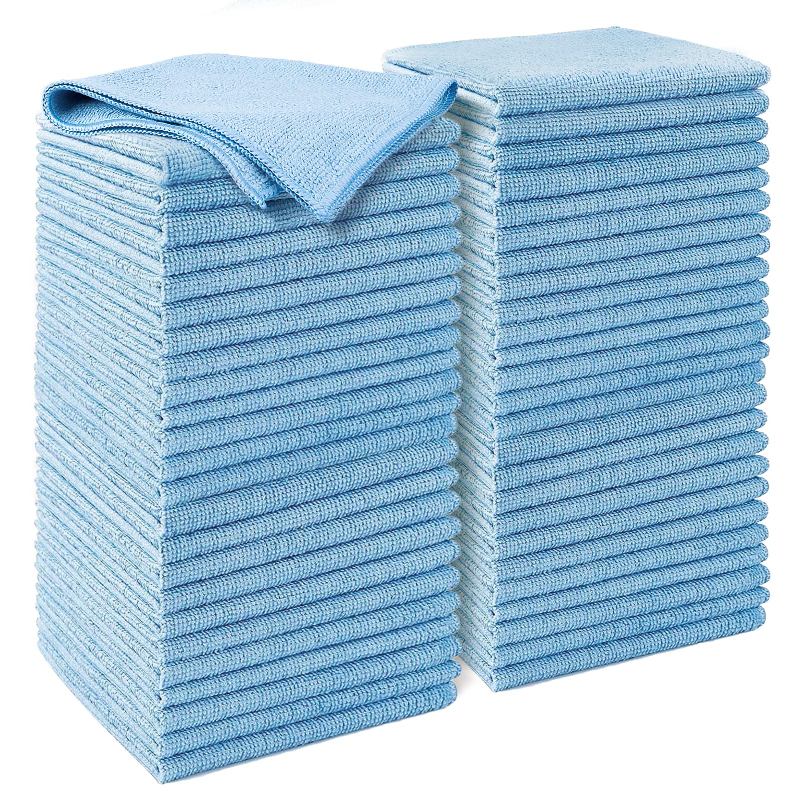 Aidea Microfiber Cleaning Cloth, 50Pk, Blue Shop Rags, Microfiber Towels For Cars, Dusting Cloth Lint Free Rags, Absorbent Towel