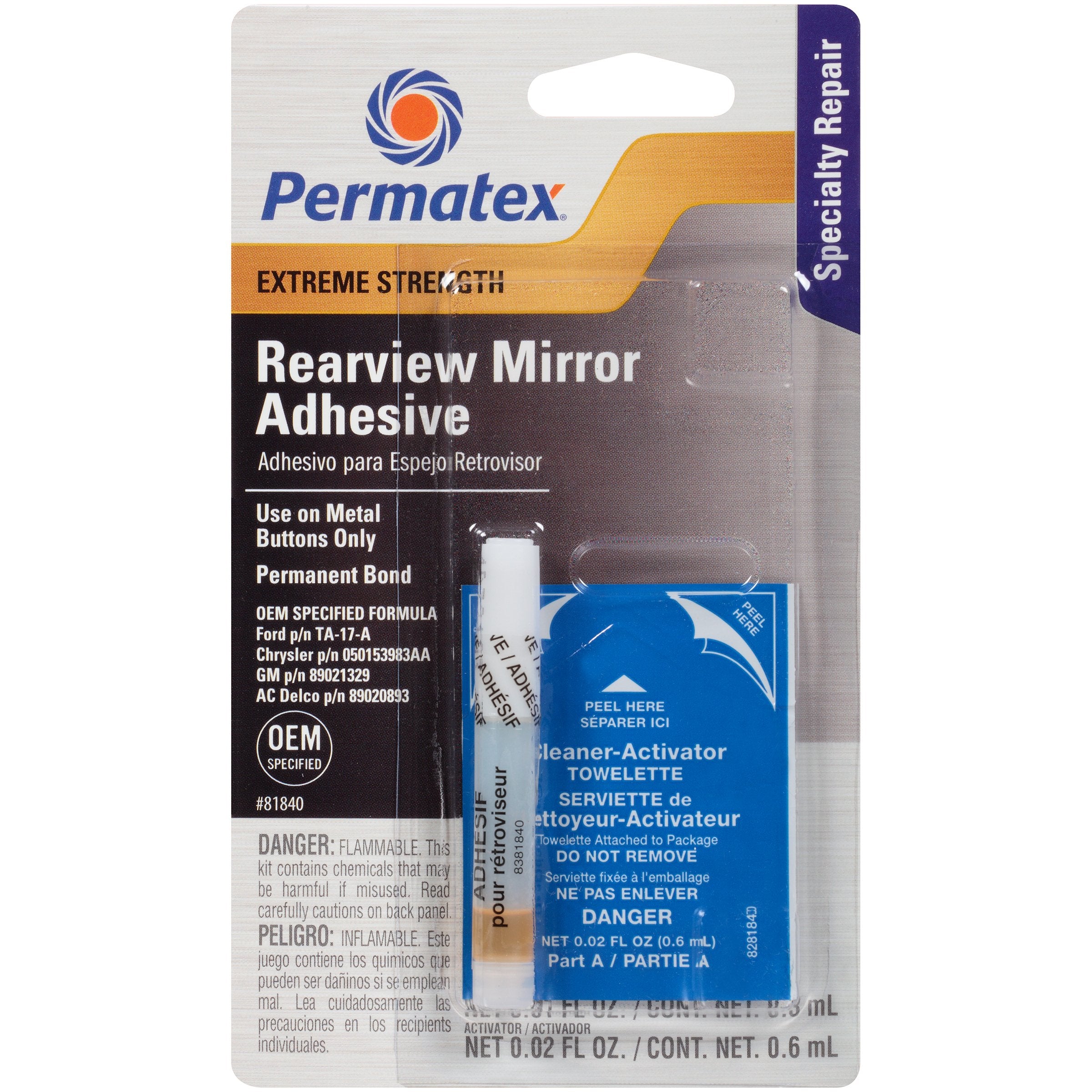 Permatex 81840-12Pk Extreme Professional Strength Rearview Mirror Adhesive Kit, (Pack Of 12)