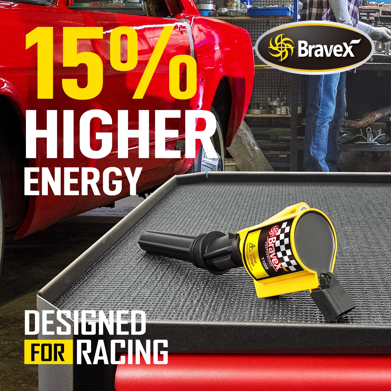 Megaflint High Performance Ignition Coil 8 Pack for Ford F-Series & More - 15% Energy Boost, Compatible DG508 DG457 DG472 DG491 (Yellow)