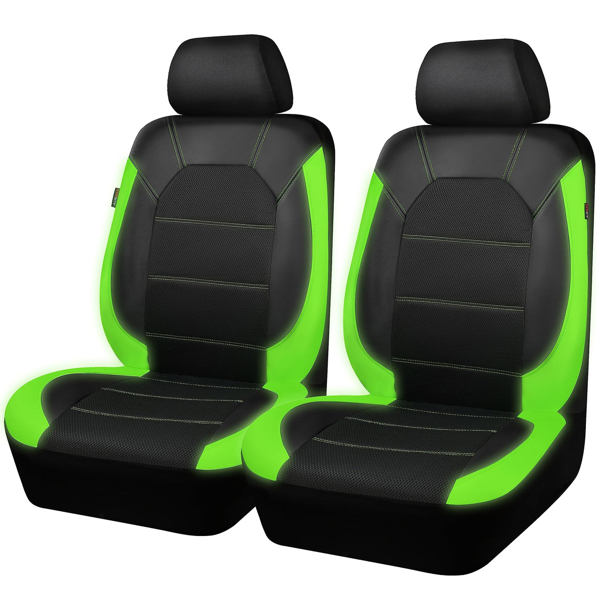CAR PASS Leather Car Seat Covers Front Seats only, with Air Mesh Front Seat Covers Breathable, Cool Automotive Seat Covers 2 Pac