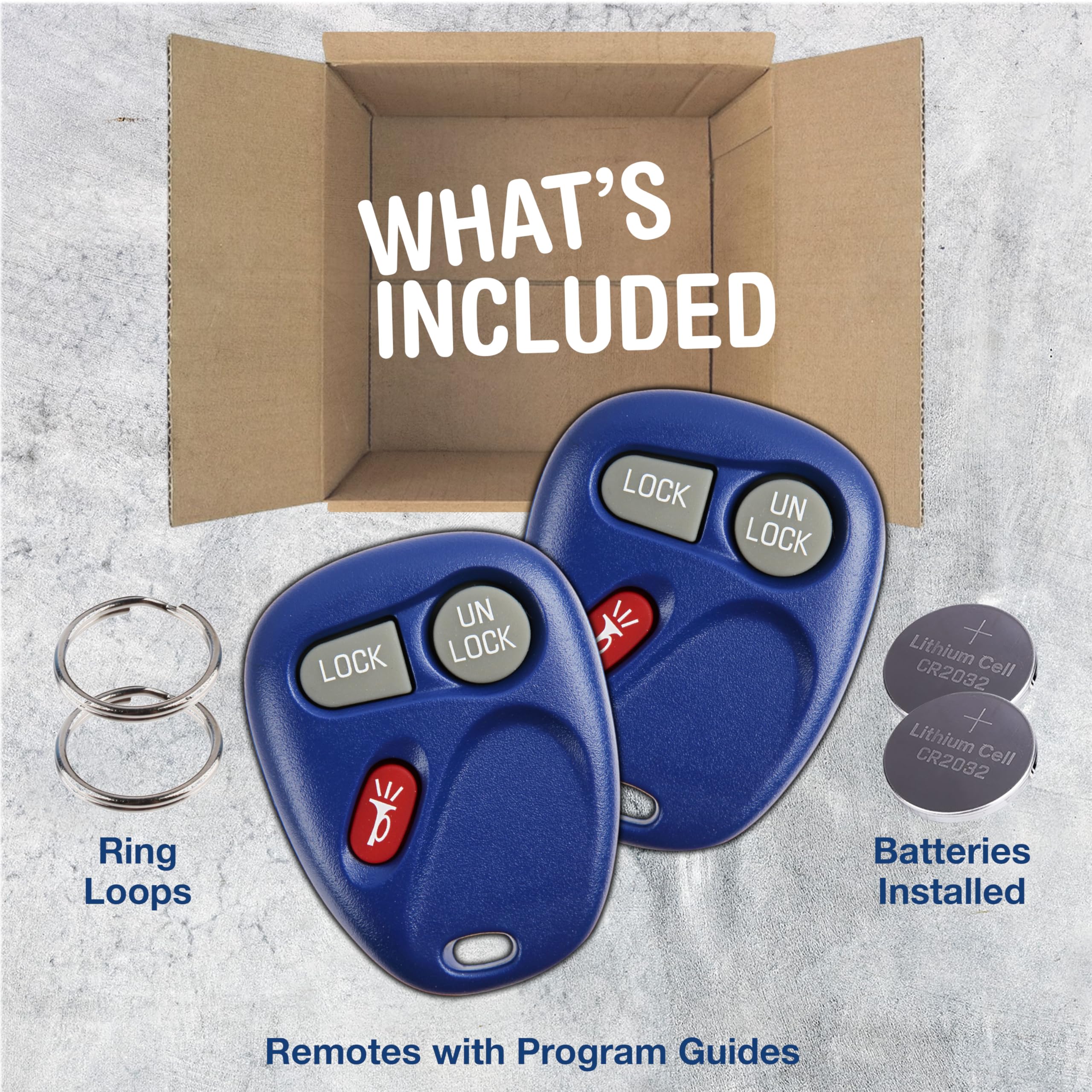 2 Keylessoption Replacement 3 Button Keyless Entry Remote Control Key Fob -Blue