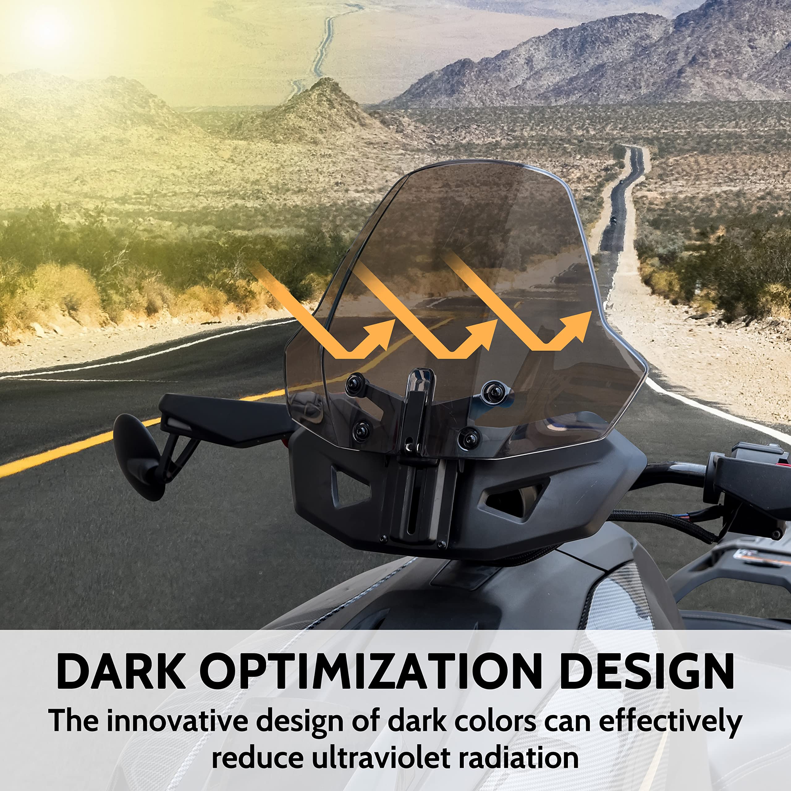 SAUTVS Dark Tinted Front Windshield for Can-Am Ryker, Adjustable Front Tinted Dustproof Durable Clear Hard Coated Wind shield fo