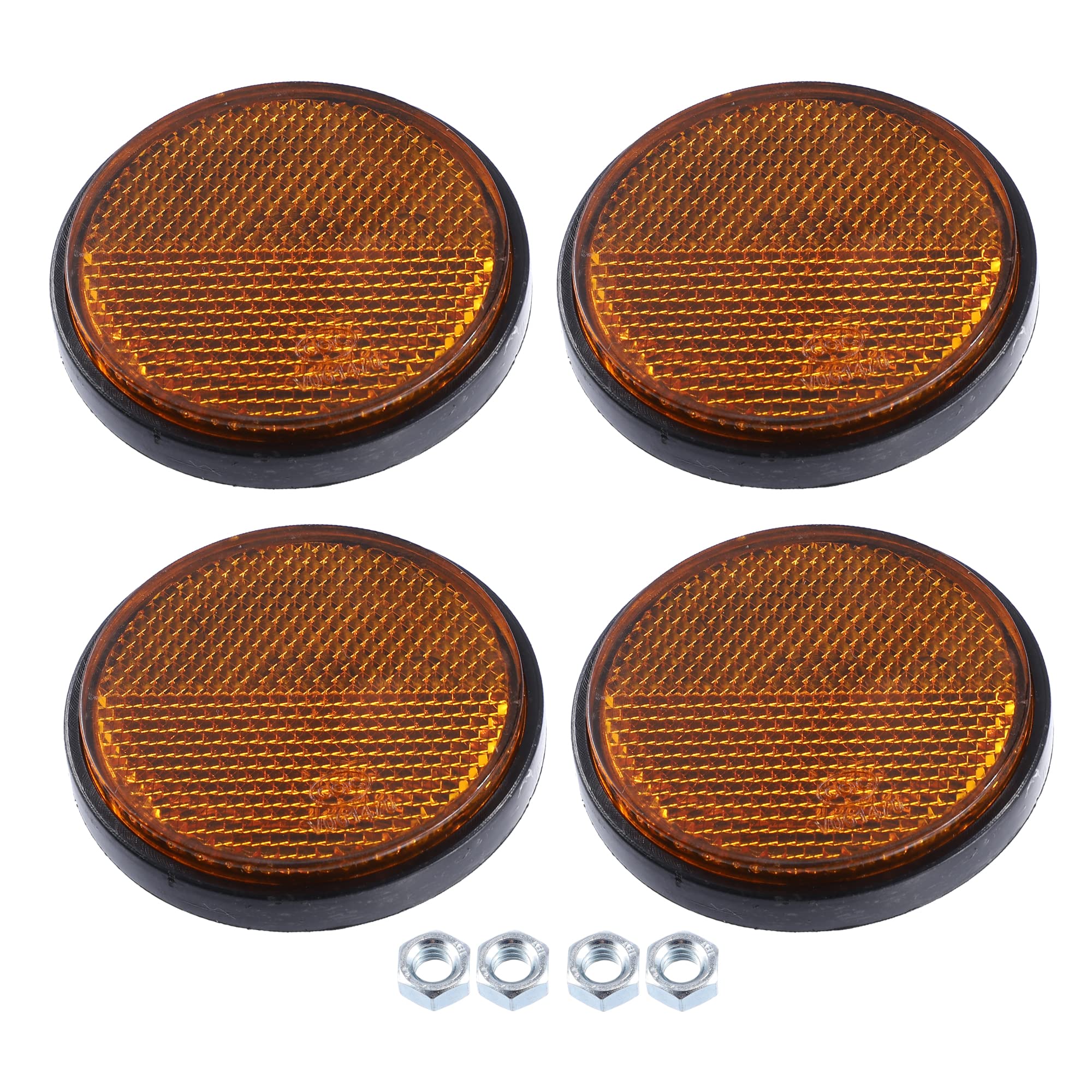 X Autohaux 4 Pcs M6X1.0 Orange Plastic Universal Round Screw Mount Reflective Warning Reflector For Motorcycle Bike