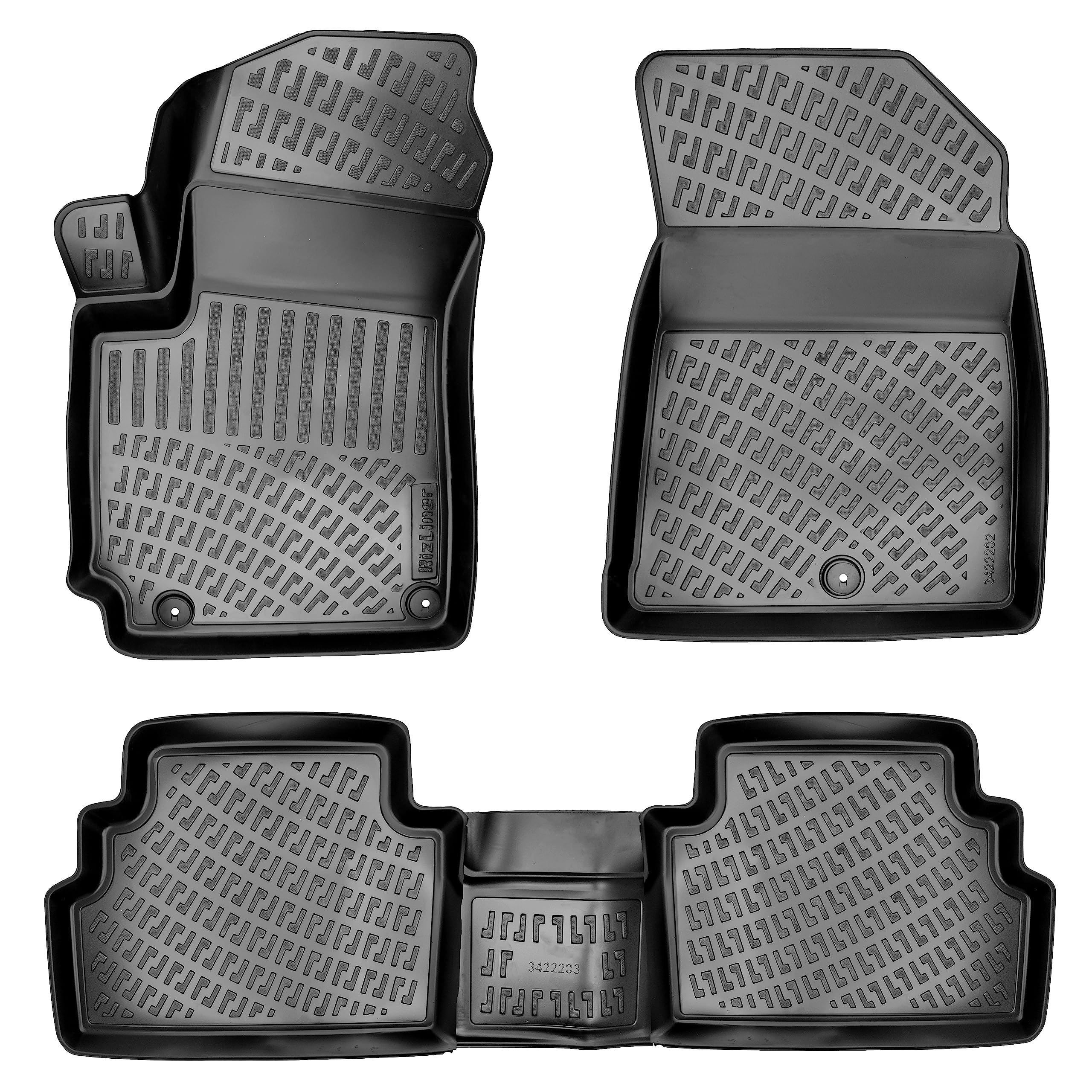 Rizliner Kia Soul 2020-2025 Floor Mats 3D Custom Fit Compatible With Kia Soul Rubber Car Mats Laser Measured 1St & 2Nd Row Floor