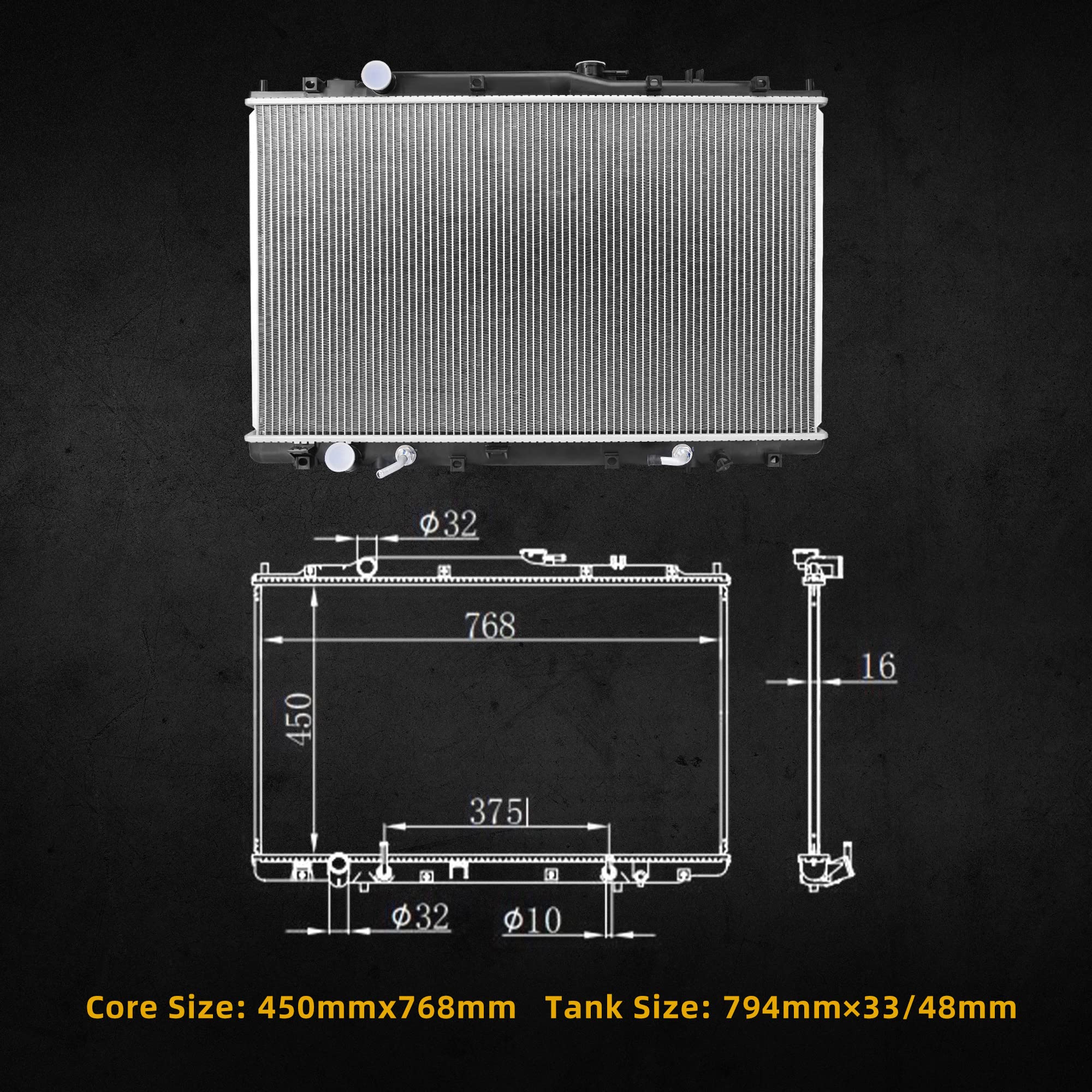 Dwvo Radiator Complete Radiator Compatible With 1999 2000 2001 2002 2003 2004 Odyssey Aluminum Radiator, Eng J35A1/J35A4, 19010P