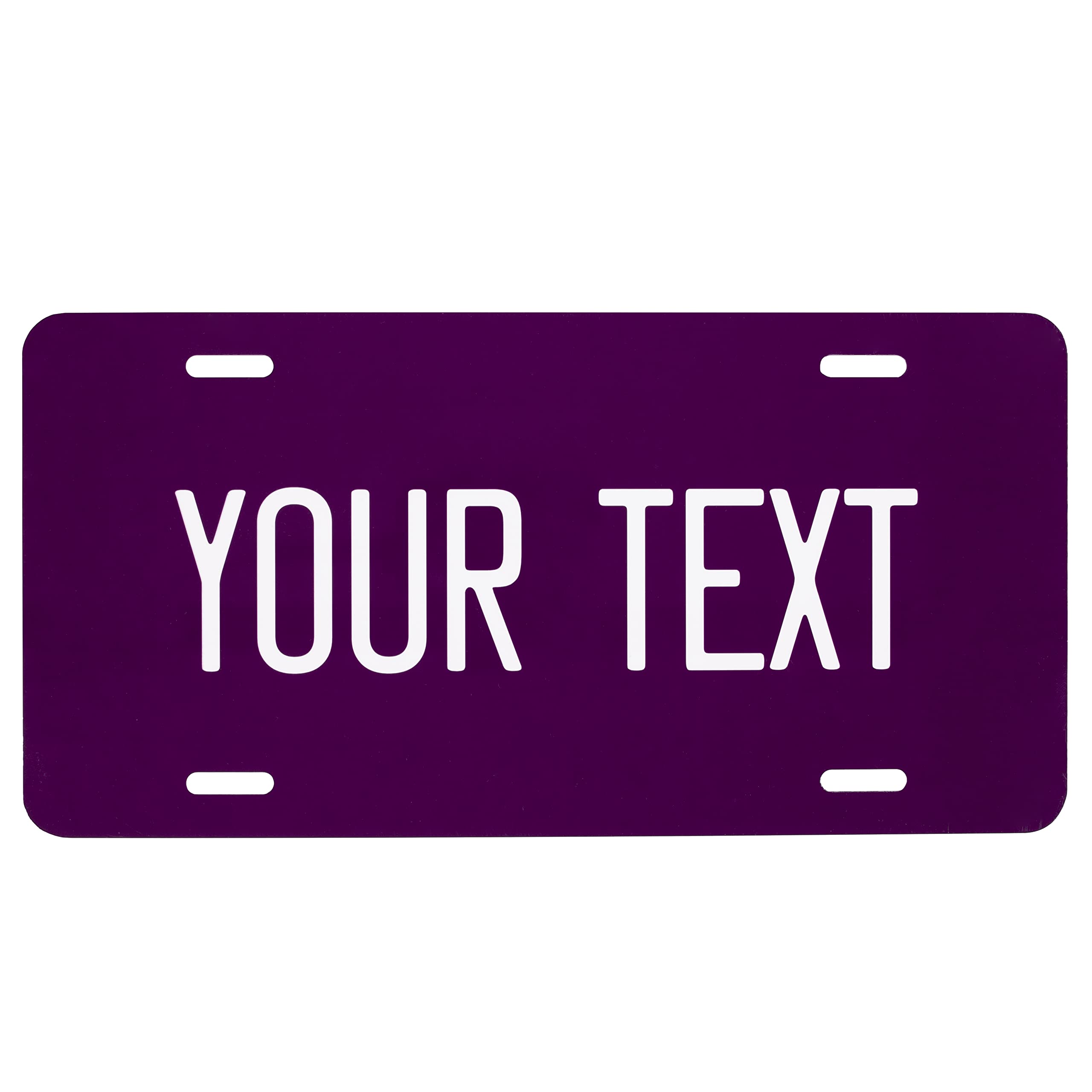Custom License Plate For Front Of Car - Personalized Car Tags - 6” X 12” Universal Fit (Eggplant)
