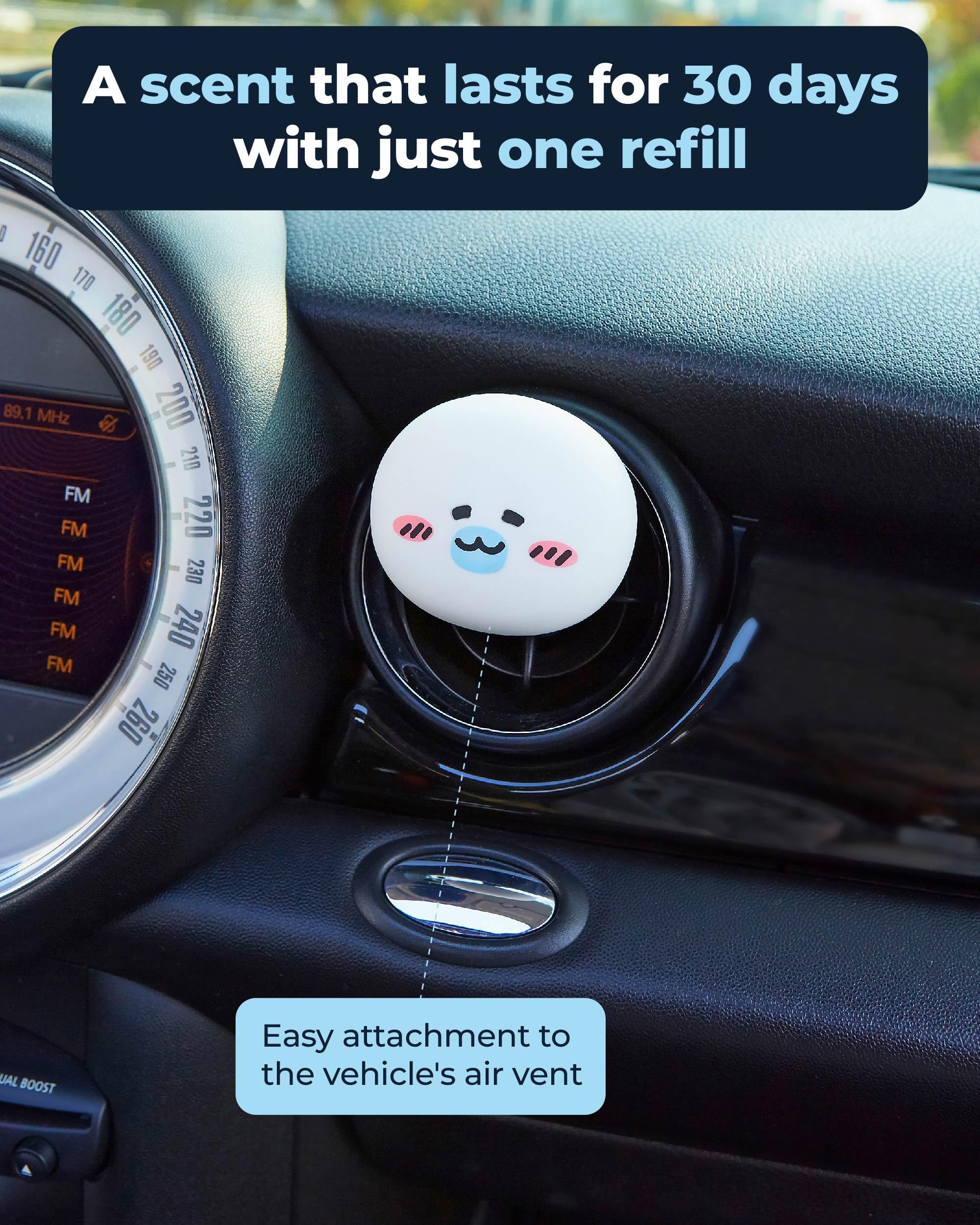 Aura Car Air Freshener Vent Clip, Niniz Angmond (Holiday Fantasy, 0.14Fl Oz) - Long-Lasting Odor-Fighting Scent. Kakao Friends F