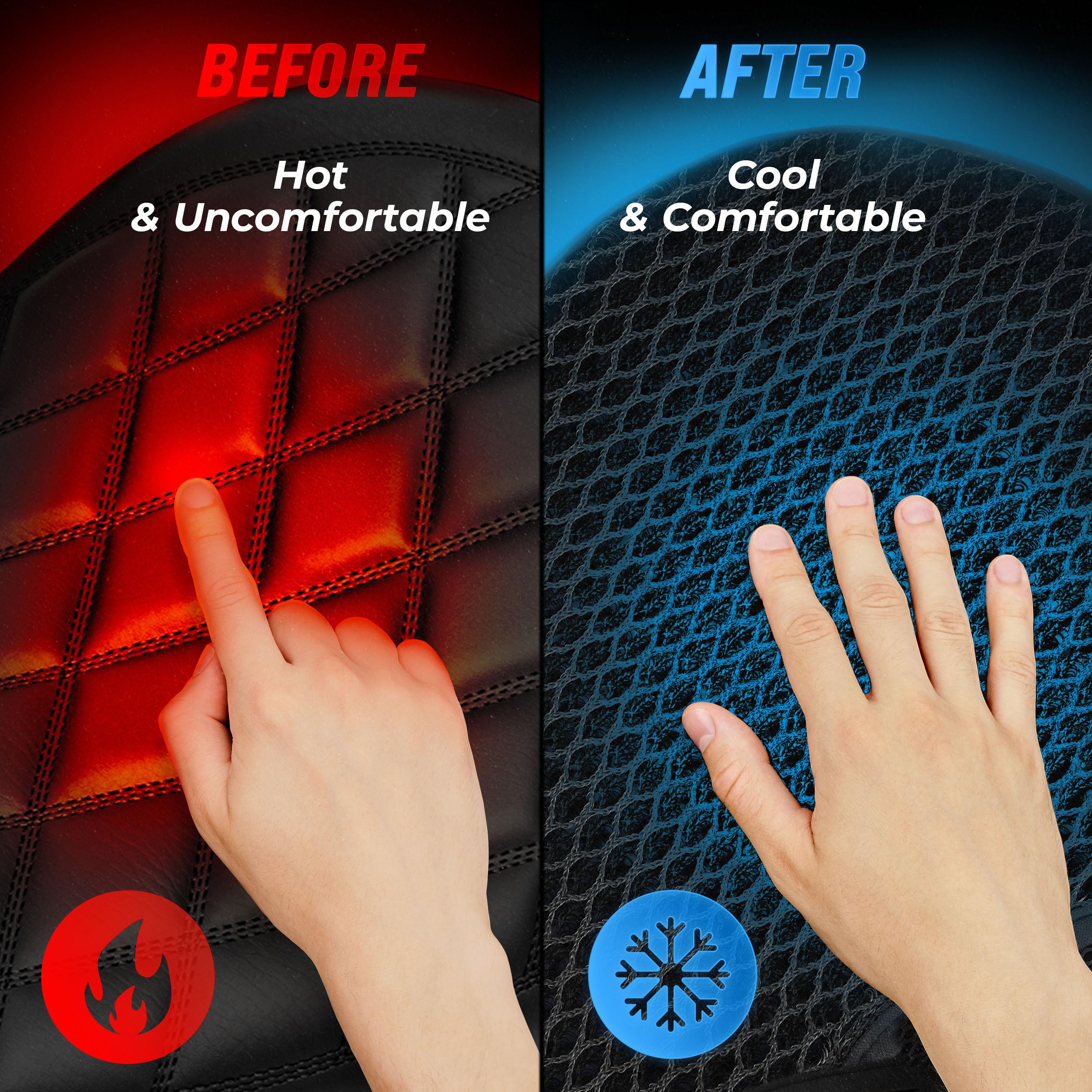 Badass Moto Cooling Motorcycle Seat Pad Airflow Motorcycle Seat Cushion 3D Mesh Air Flow Cool Sun Cover For Bike Seating Anti Sw