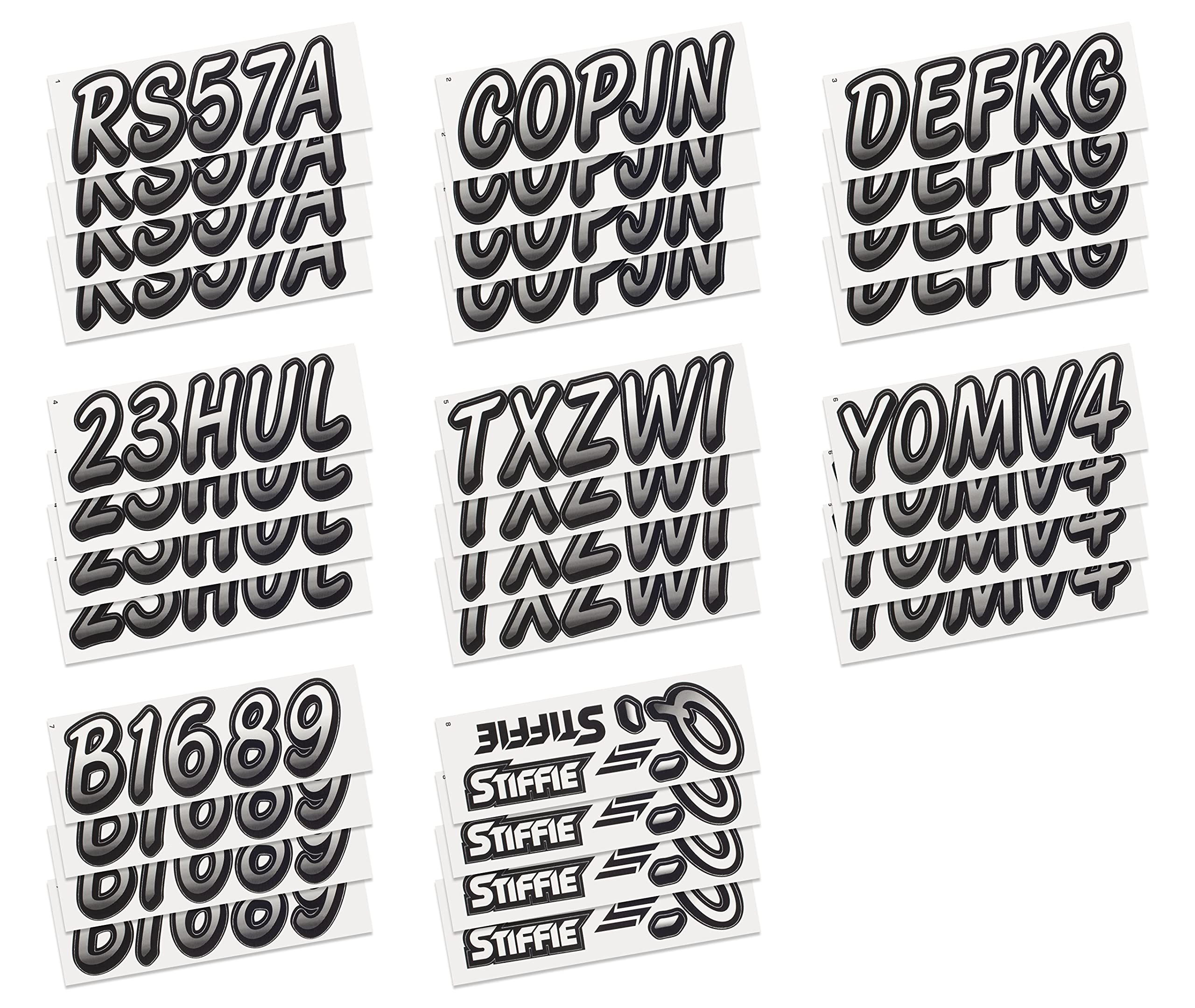 Stiffie WHIPLINE 3'' Alpha-Numeric Registration Identification Numbers Stickers Decals for Boats & Personal Watercraft (Transpar