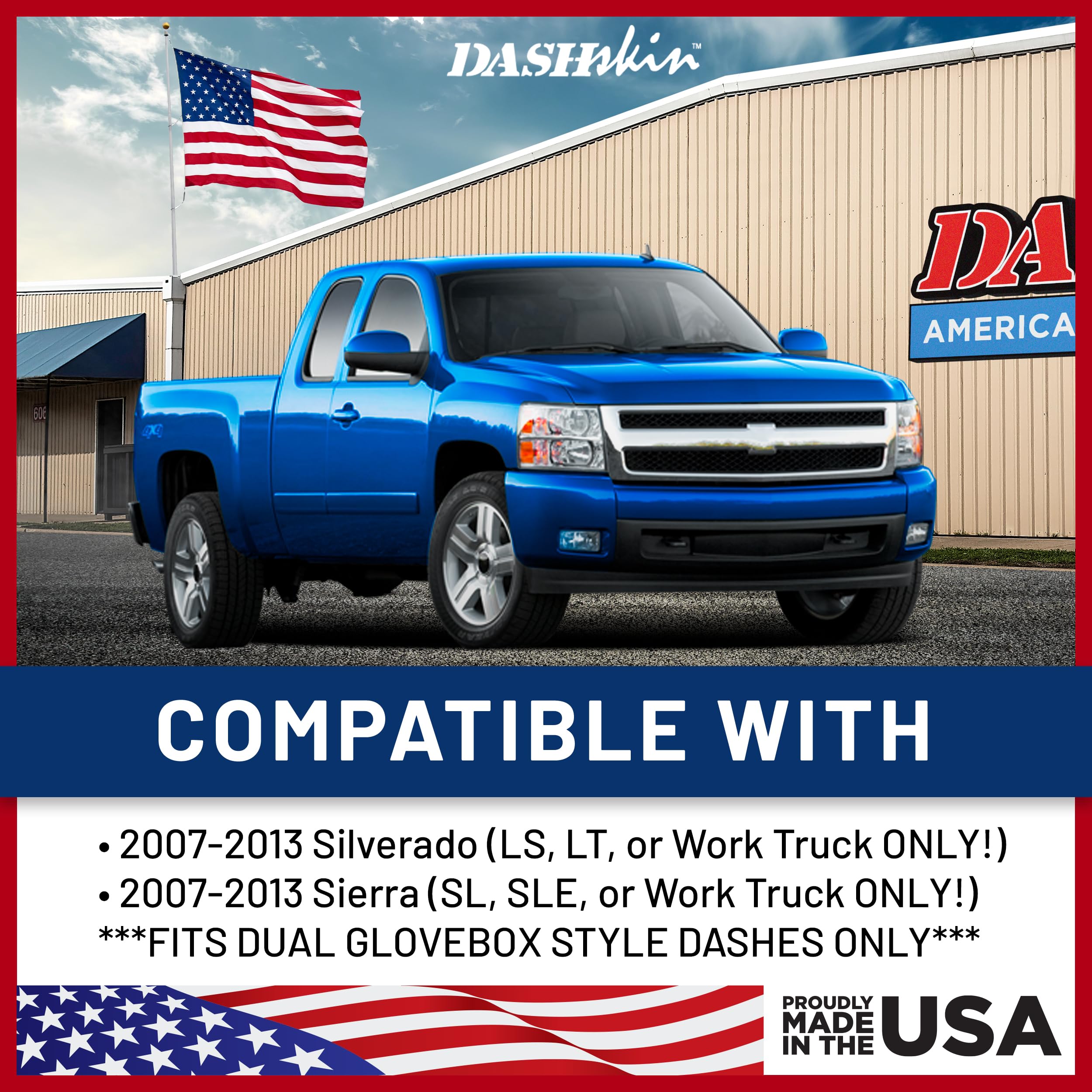 Dashskin One Piece Molded Dash Cover Cap Compatible With 2007-2013 Silverado Sierra W Dual Glovebox Dashboards In Dark Titanium