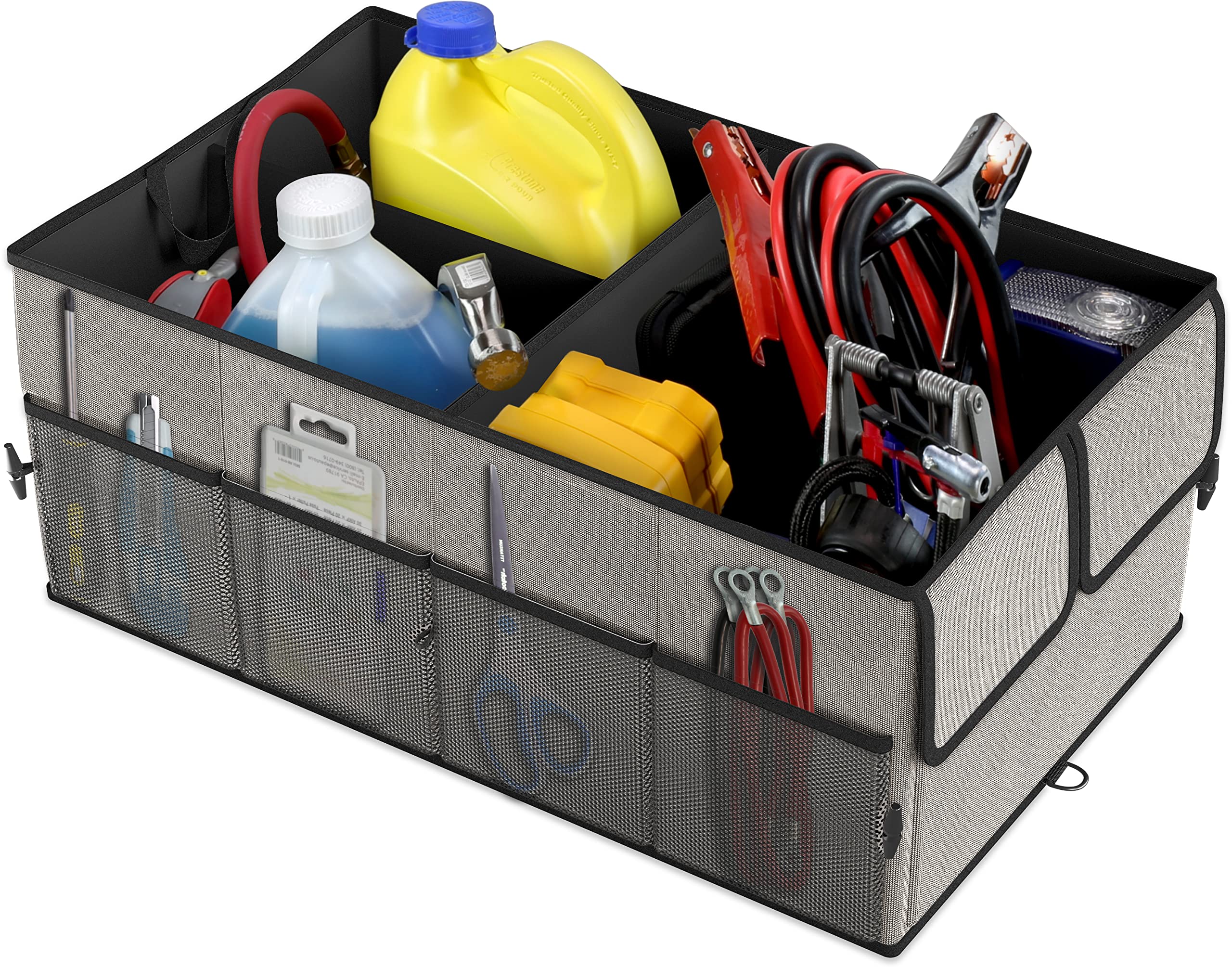 Epauto Foldable Car Trunk Organizer, 3-Compartment With Removable Divider, Gray