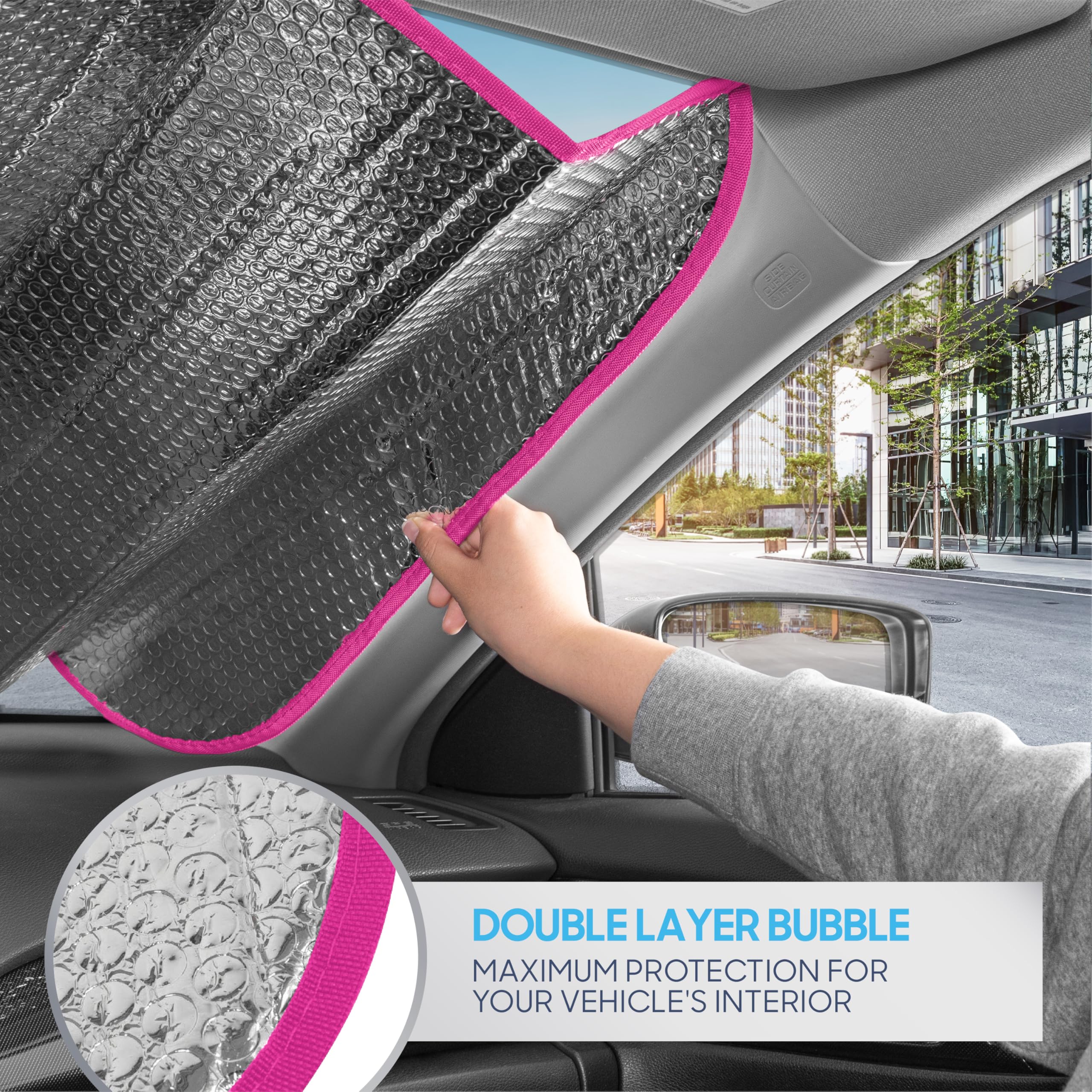 Bdk Pink Flamingo Windshield Sunshade For Car Truck & Suv - Folding Sun Shade For Front Window, Auto Sun Visor Heat Protection,