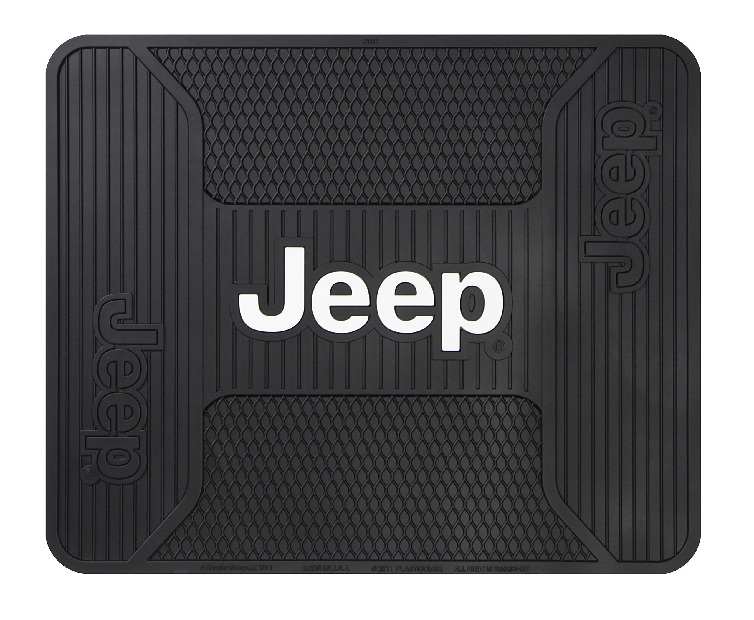 Plasticolor 001222R01 Jeep Elite Style Rear Seat Floor Utility Mat For Car Truck Or Suv, 16.75 L X 13.75 W , Black