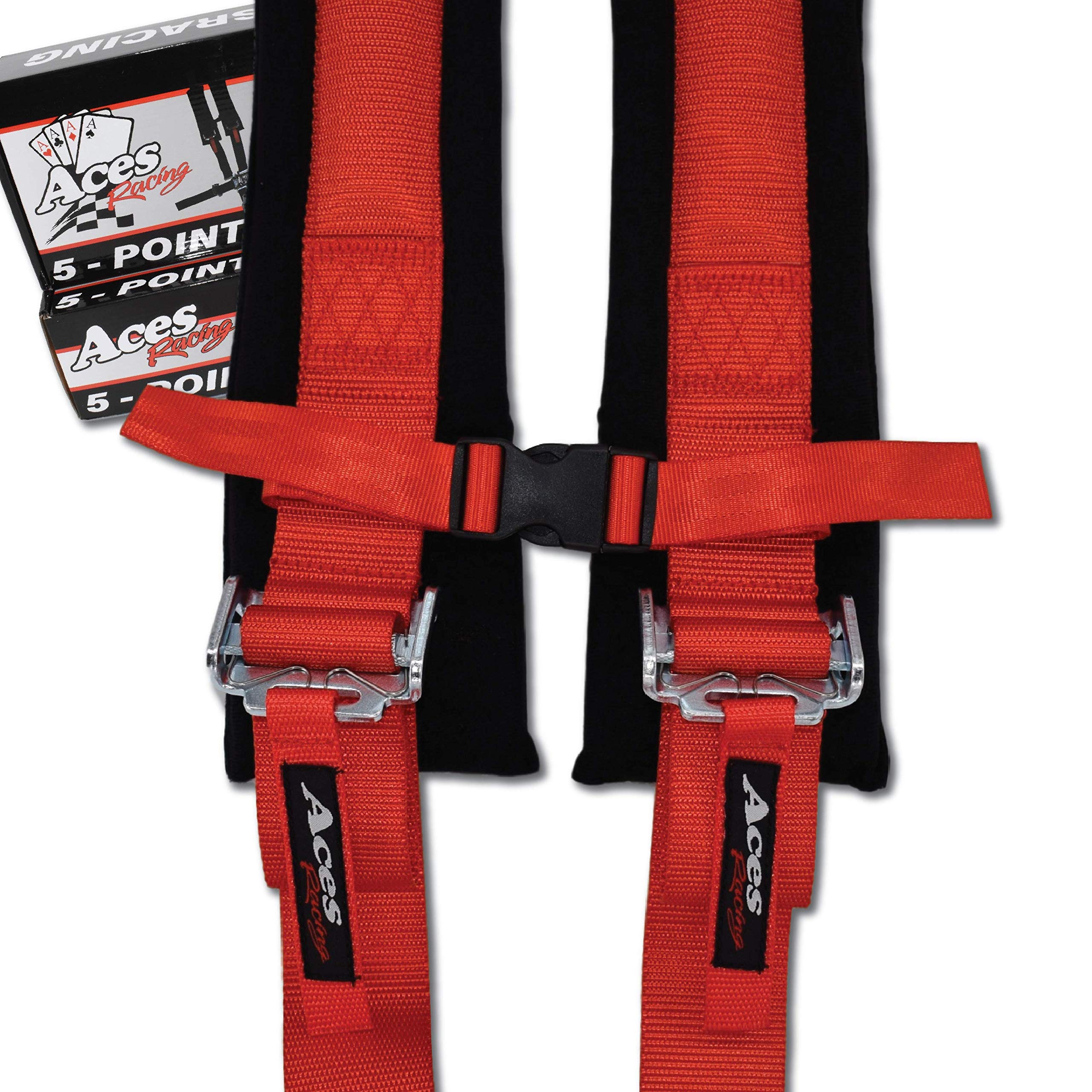 Aces Racing 5 Point Harness With 2 Inch Padding E4 Certified (Red)