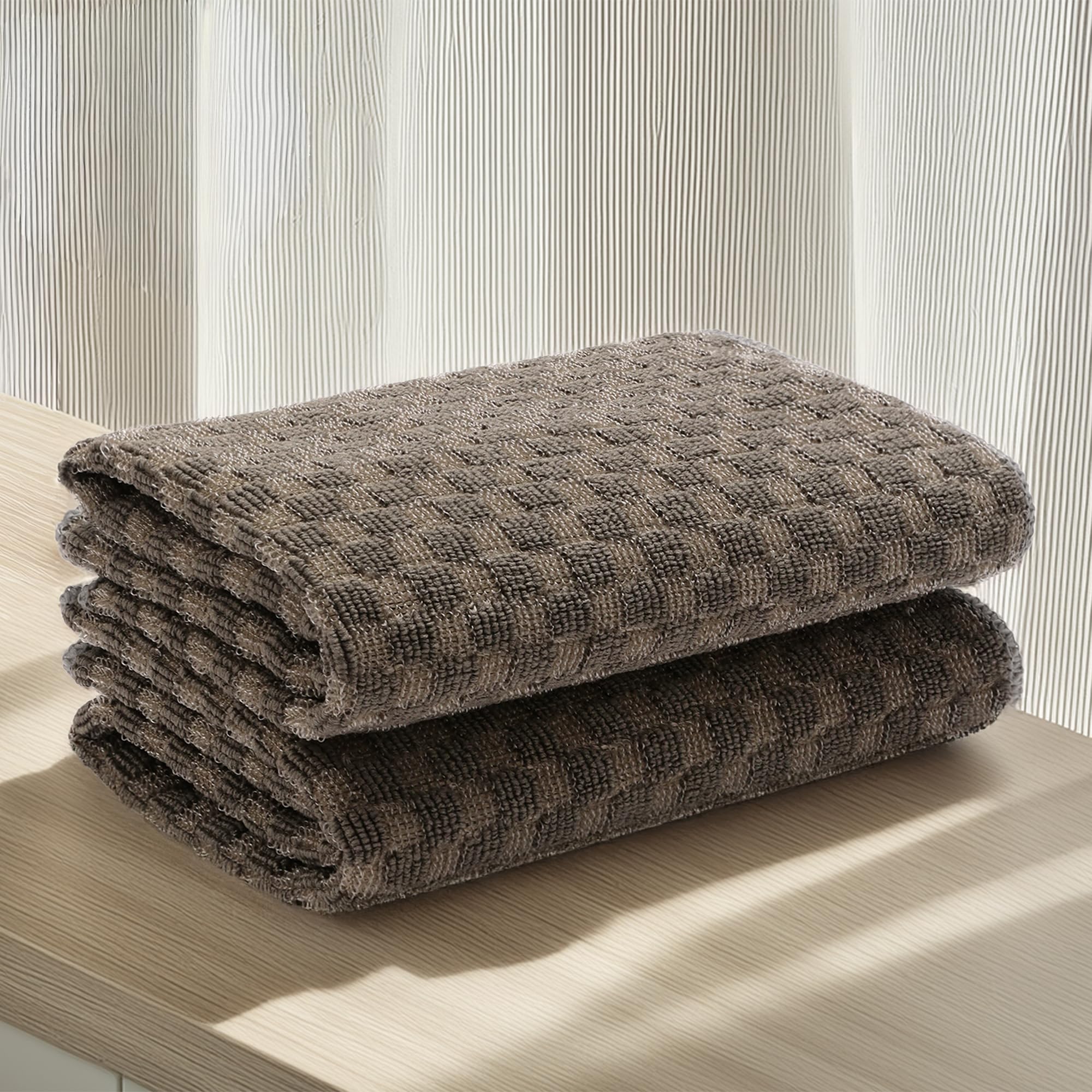 Cutting EDGE 320 GSM 2in1 Textured Car Microfiber Towel, Brown (Set of 2)