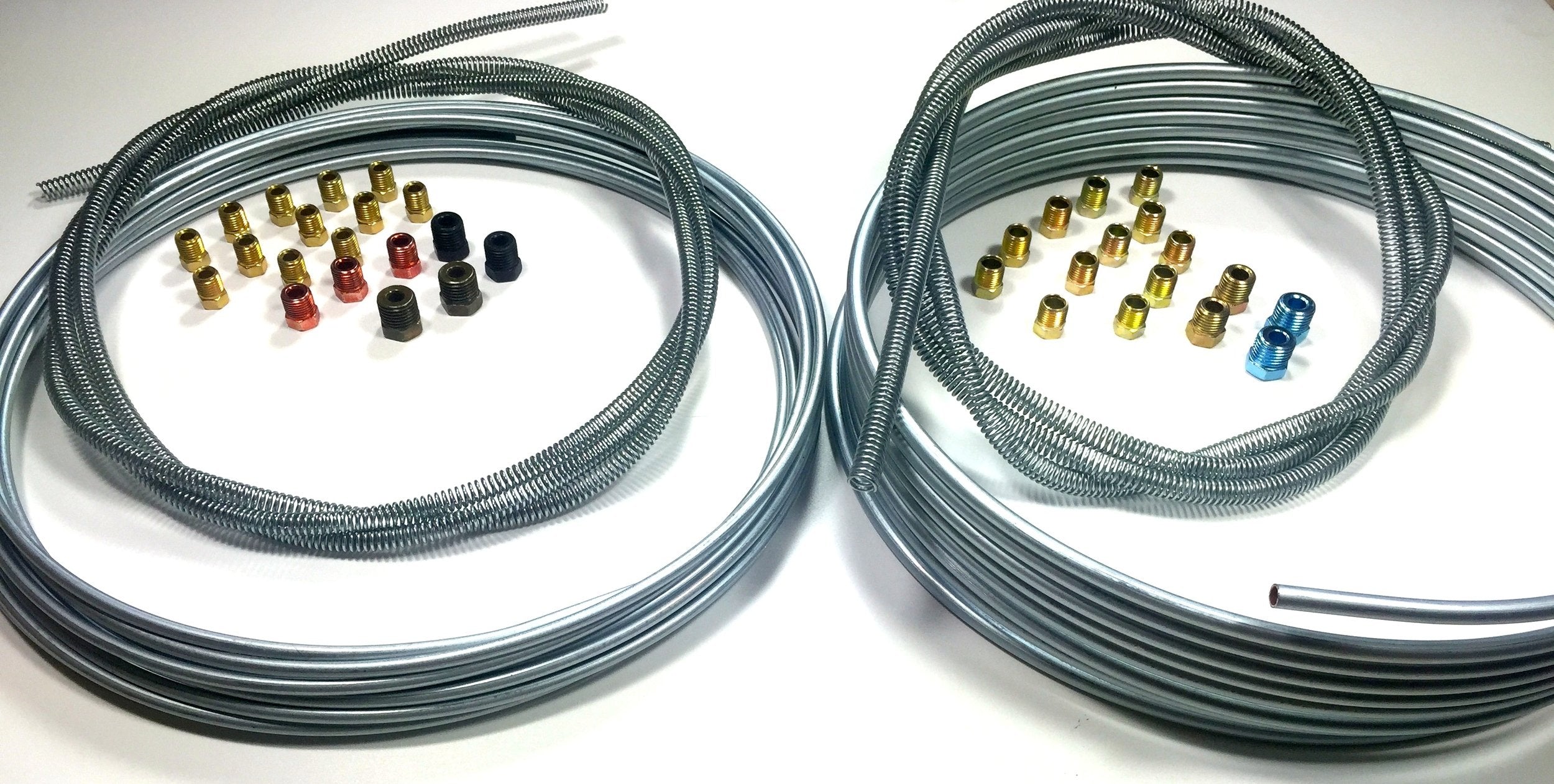 The Stop Shop Complete 25' Rolls 3/16 & 1/4 Inch Brake Line Kit With Fittings And 8' Of Spring Guard