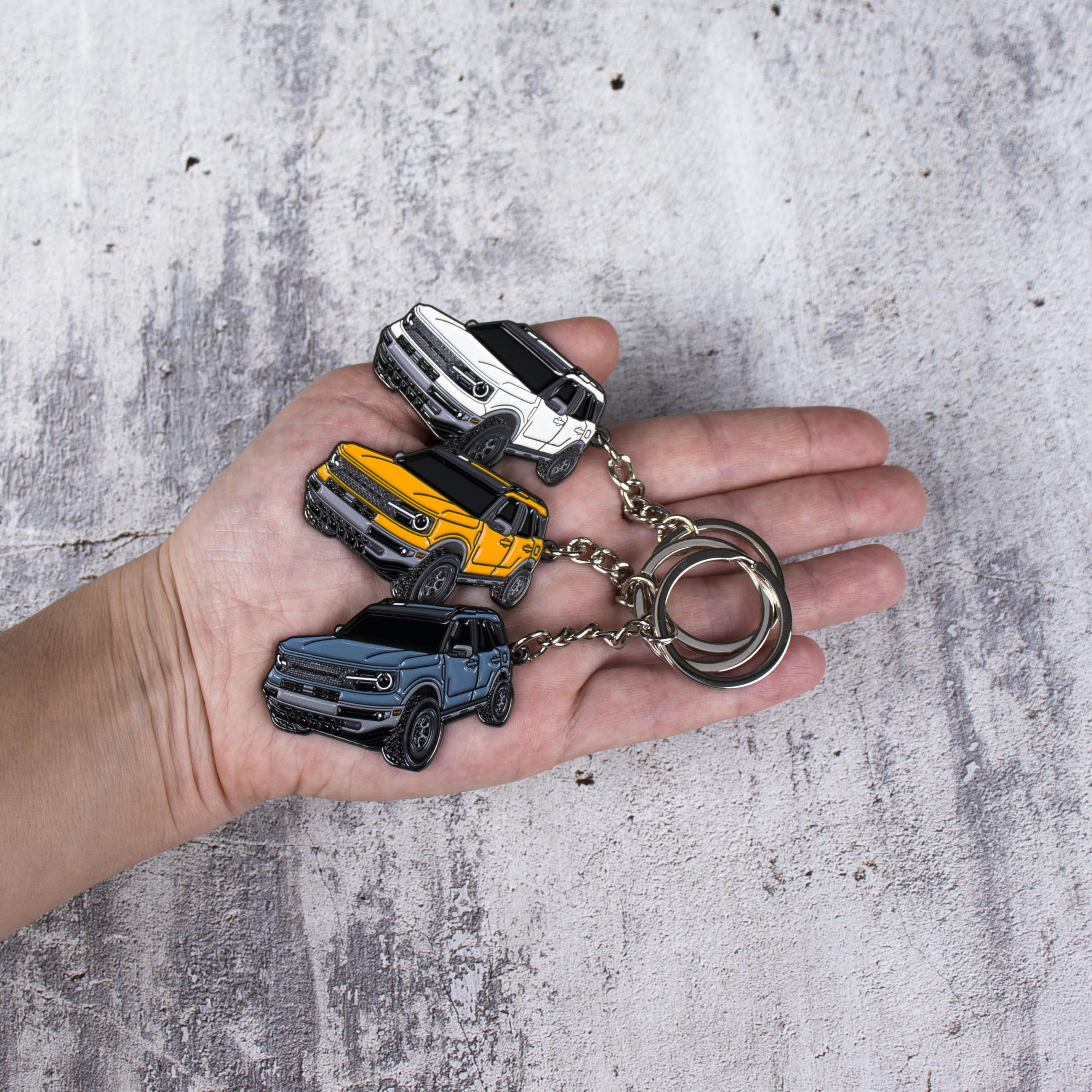 Four Wheel Beast Bronco Sport Keychain Compatible With Ford Bronco Accessories 2023 2024 4 Door Key Chain Fob (Cyber Orange)