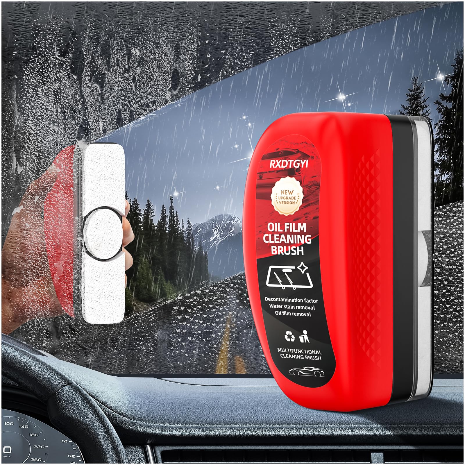 RXDTGYI Automotive Oil Film Cleaning Brush, Car Glass Oil Film Cleaner, Car Windshield Oil Film Cleaner, Prevents Rain And Fog C
