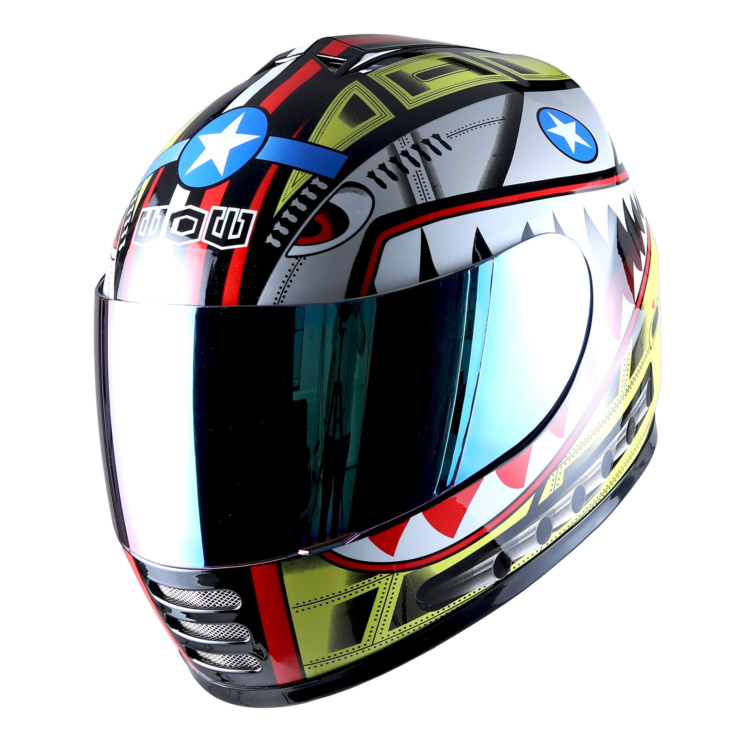 Wow Motorcycle Full Face Helmet Street Bike Bmx Mx Youth Kids Shark Yellow