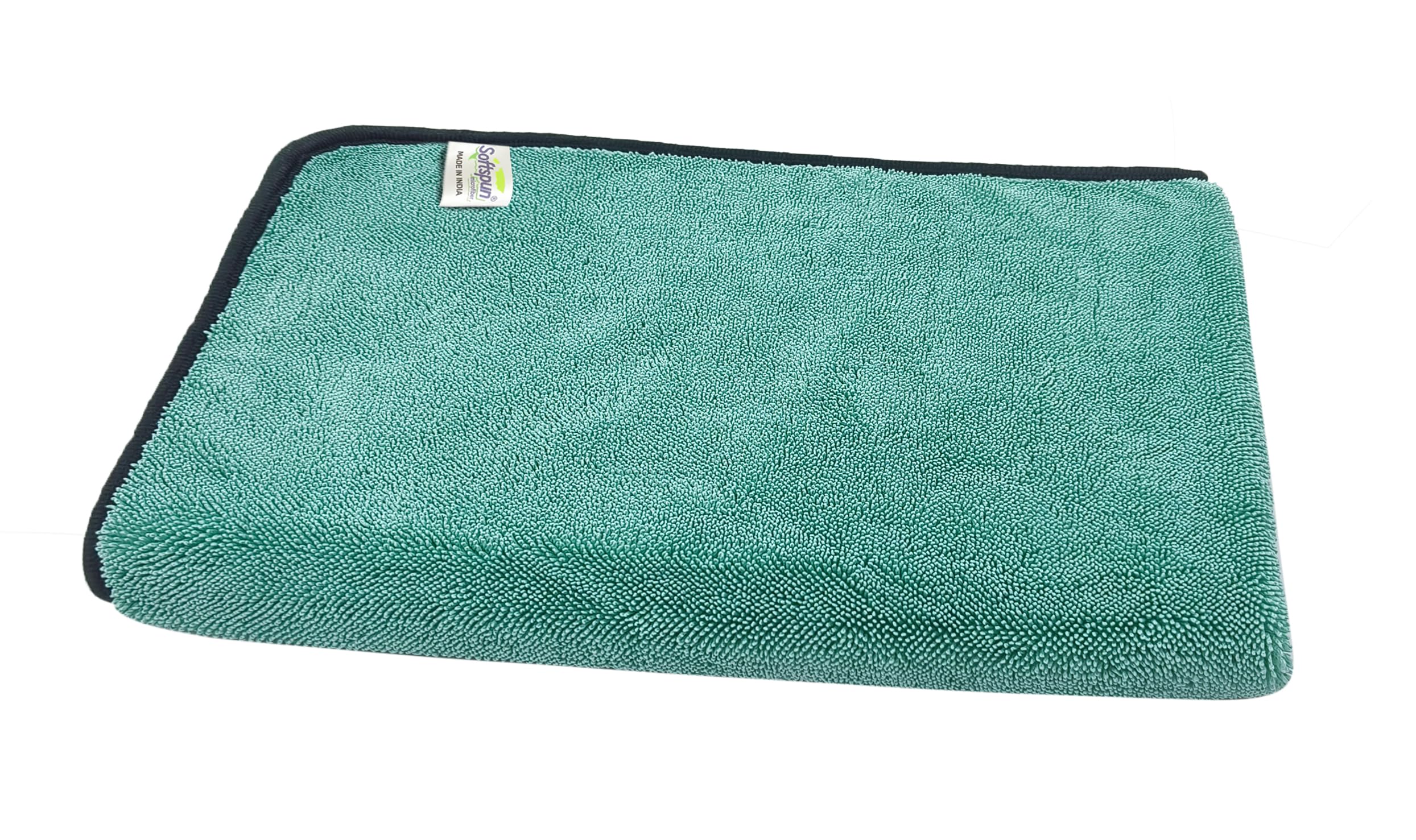 SOFTSPUN Microfiber Cloth for Home  600 GSM, 40X60cms, 1Pcs, Aqua Blue Twisted Loop Super Absorbent Towel.Highly Absorbent Lint