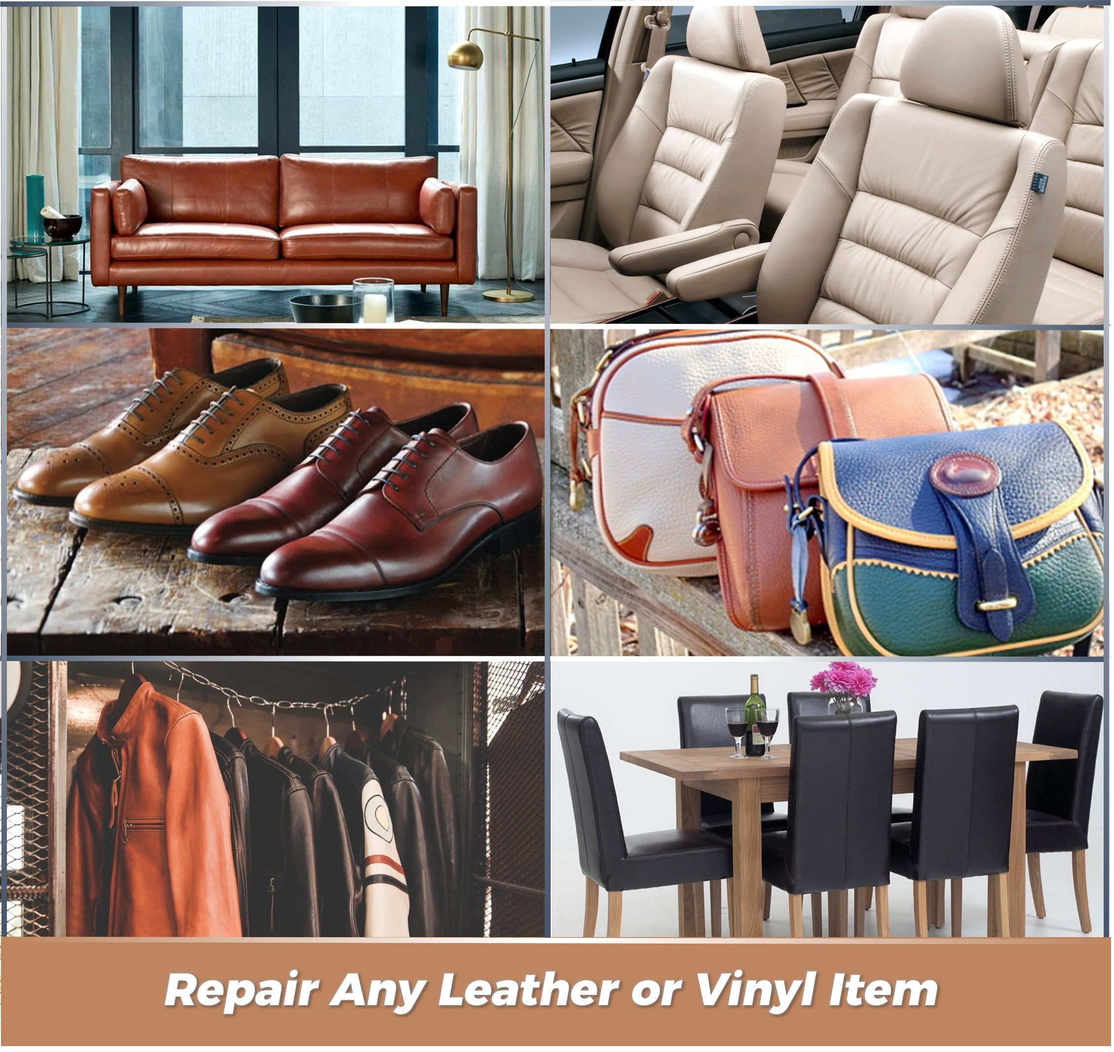 White Leather & Vinyl Repair Kit - Furniture, Couch, Car Seats, Sofa, Jacket, Purse, Belt, Shoes | Genuine, Italian, Bonded, Bycast, Pu, Pleather |No Heat Required | Repair & Restore
