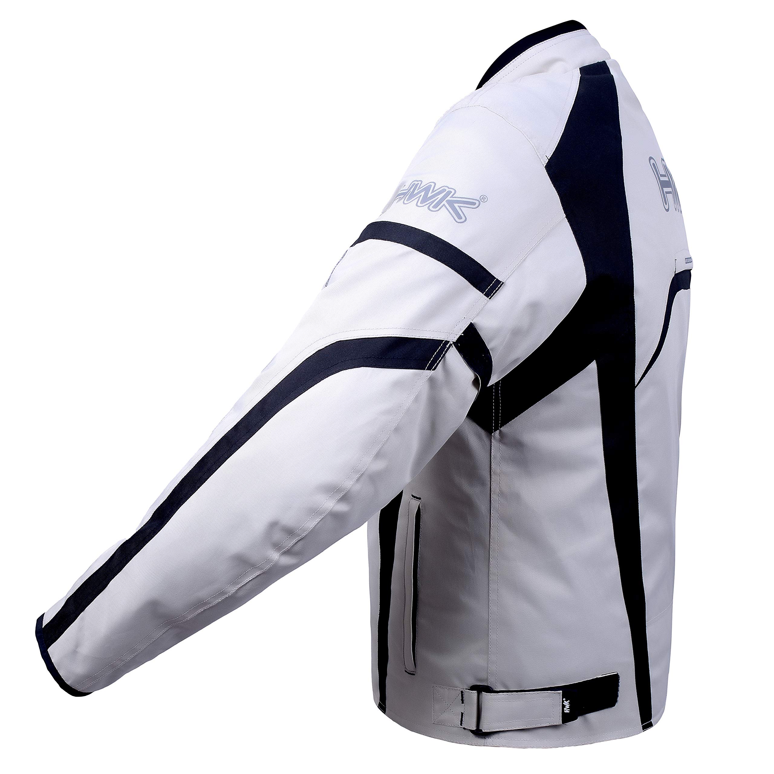 Hwk Motorcycle Jacket Men'S Riding Textile Racing Motorbike Hi-Vis Biker Ce Armored Water Resistant Jackets (Silver, L)