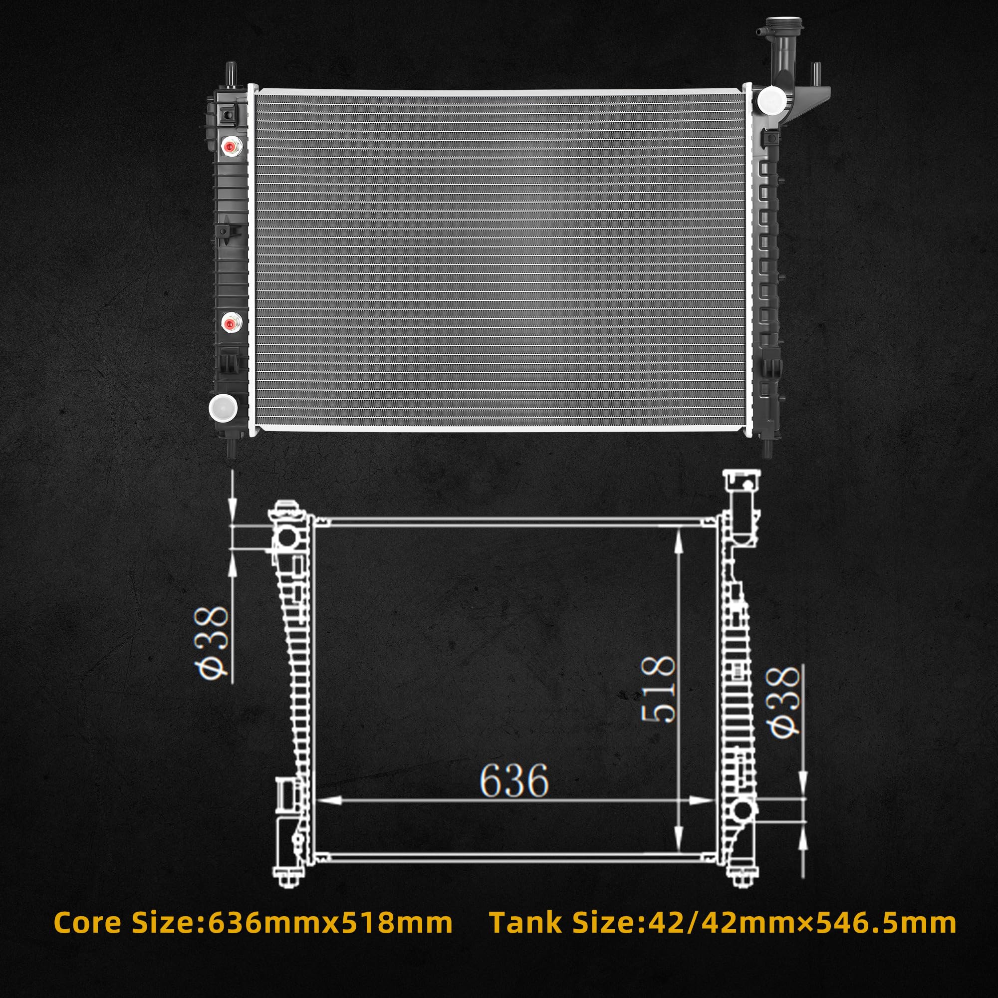 Dwvo Radiator Compatible With 2009 2010 2011 2012 2013 2014 2015 2016 2017 Chevrolet Traverse 2007-2017 Gmc Acadia 2017 Acadia L