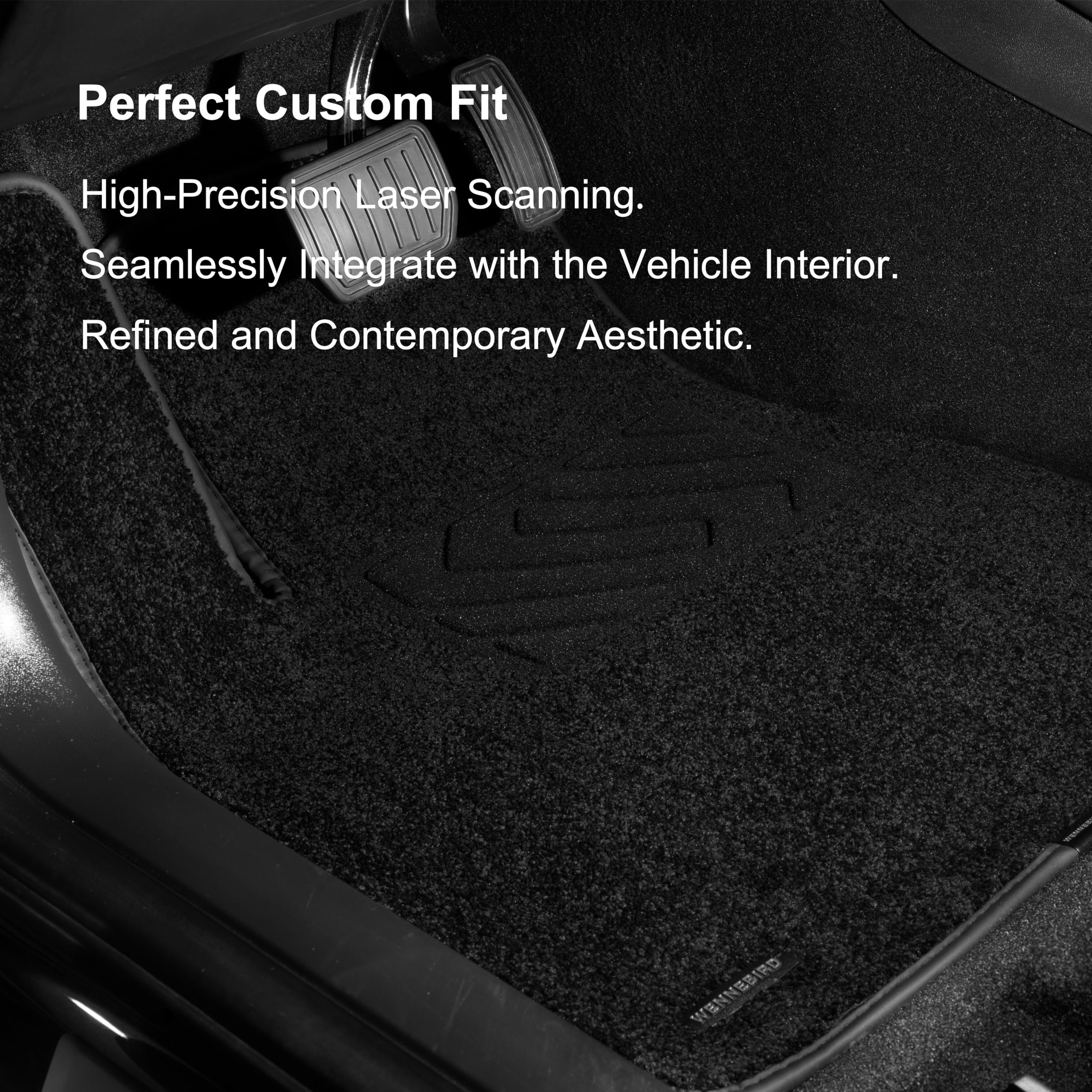 Wennebird Superior Carpet Floor Mats For 2017-2023 Tesla Model 3 (Not For Highland), 0.6 Inch Thickness Rugs, Premium All Weathe