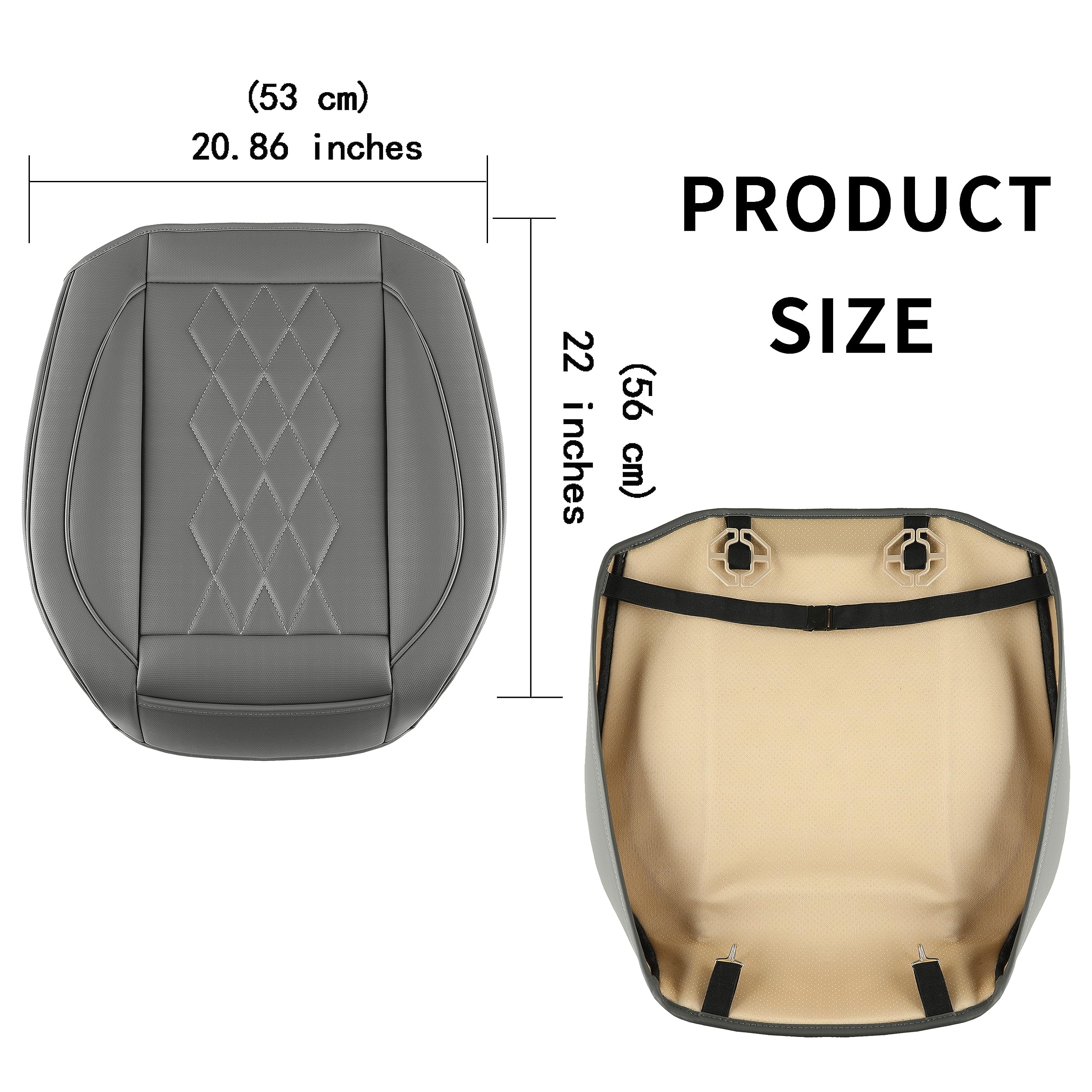 Jojobay Leather Car Seat Cover,Bottom Seat Covers For Cars,Front Seat Protector,Fit For 95% Of Vehicles - Padded,Anti-Slip,Premium Leather(1 Pc,Grey)