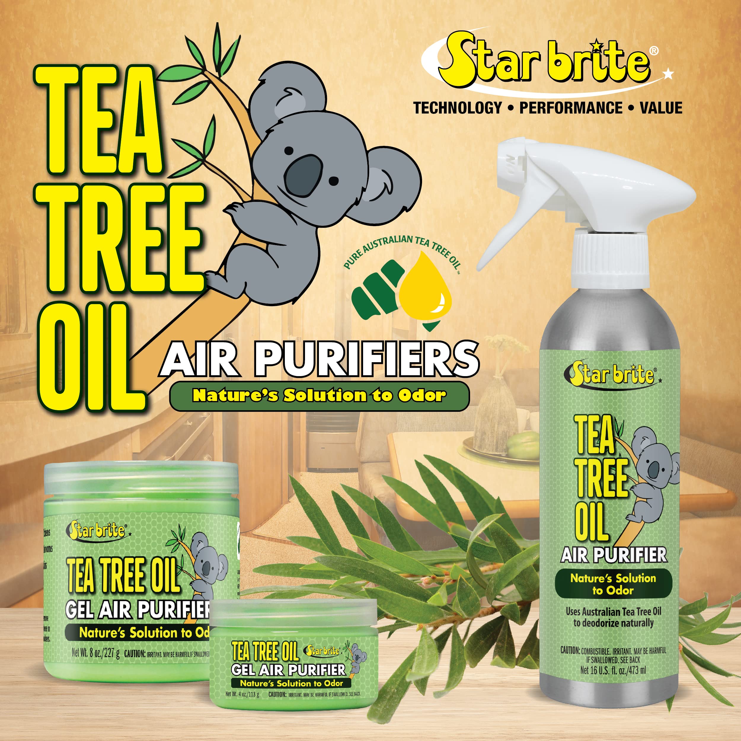 Star Brite Attia-Certified Pure Australian Tea Tree Oil - Natural Air Purifier Spray, 16 Oz - Eliminates Odors, Ideal For Boats,