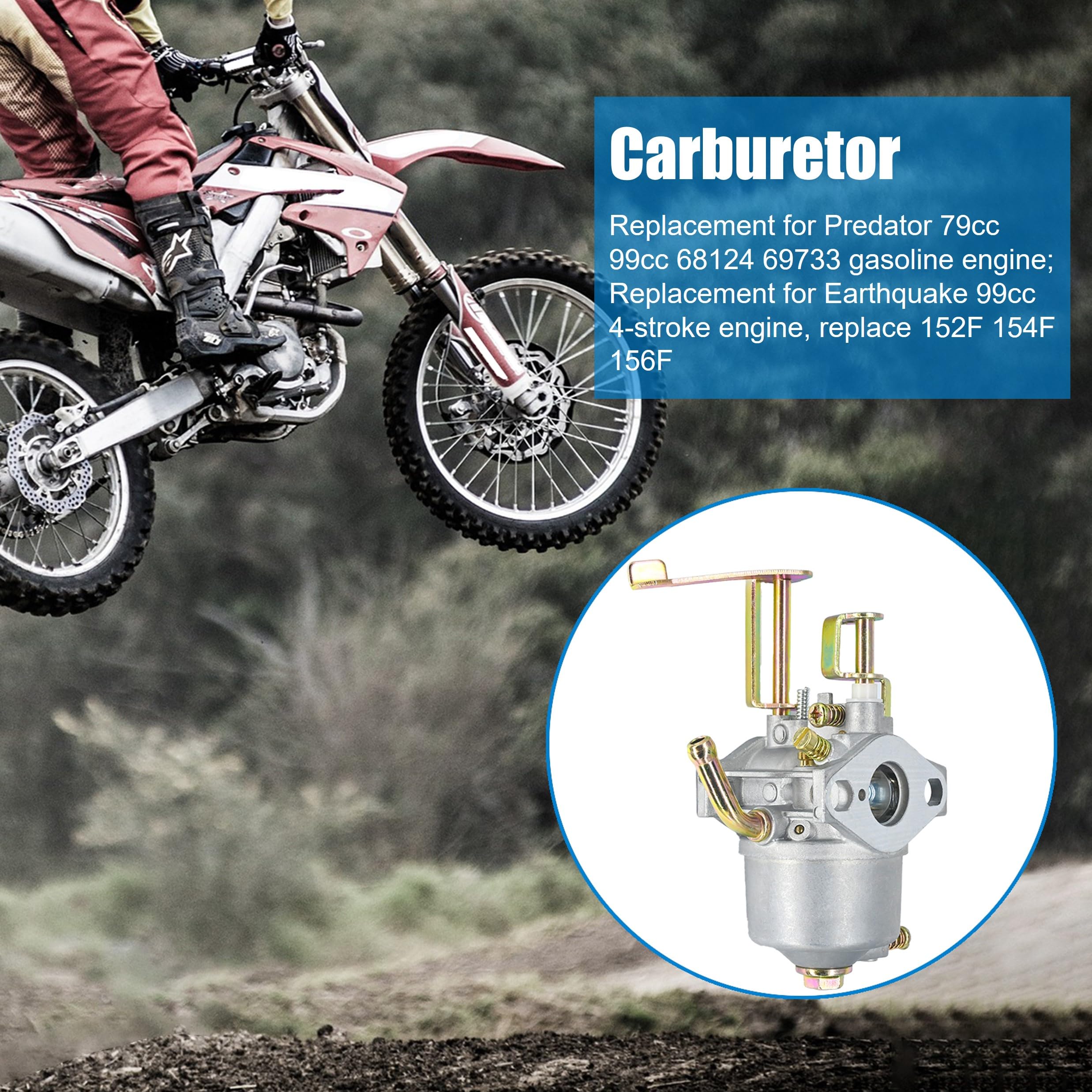Eamonhigh 79cc Carburetor & Gaskets Replacement for Predator 79cc 99cc 68124 69733 Gasoline Engine, Carb with Fuel Filter Replac