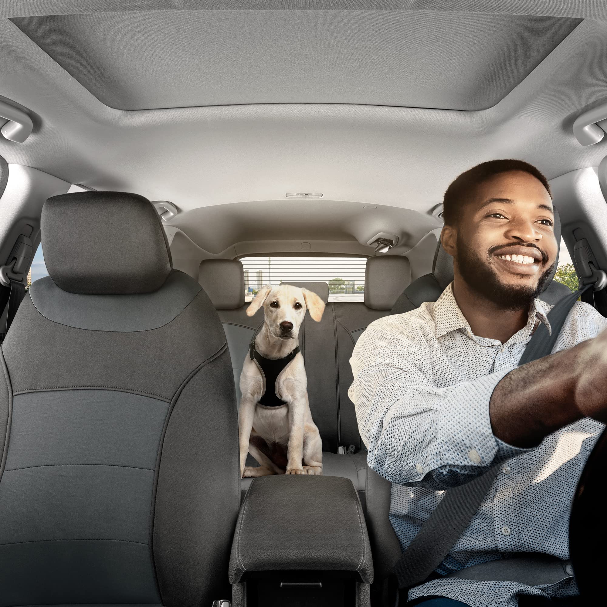 BDK carXS Turismo Car Seat Covers Full Set, Gray Two-Tone Front Seat Covers with Split Rear Bench Back Seat Cover, Automotive Se