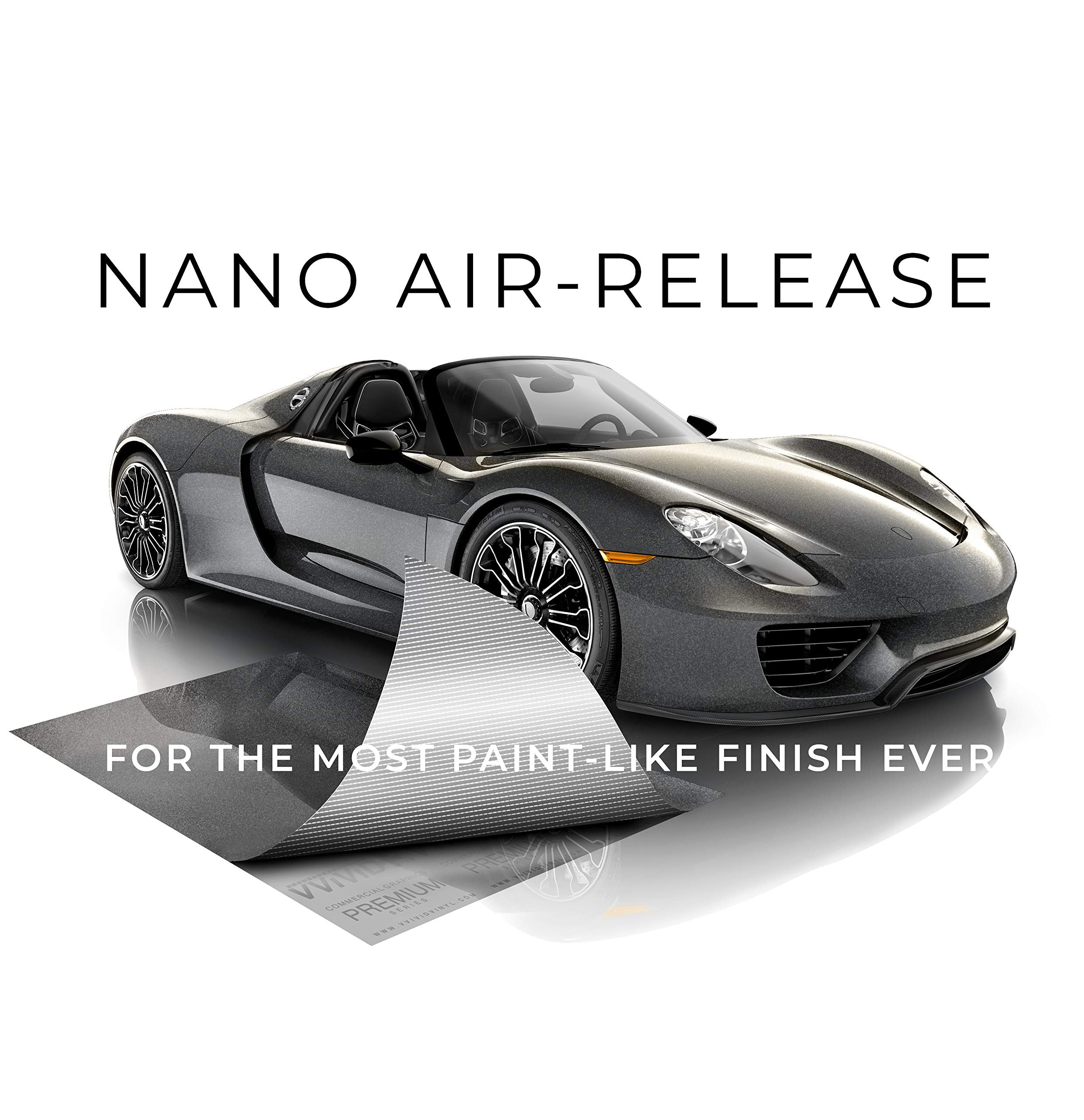 VViViD+ Ultra Gloss Candy Charcoal Grey Vinyl Car Wrap, 1ft x 54, Self-Adhesive with Nano Air Release Technology