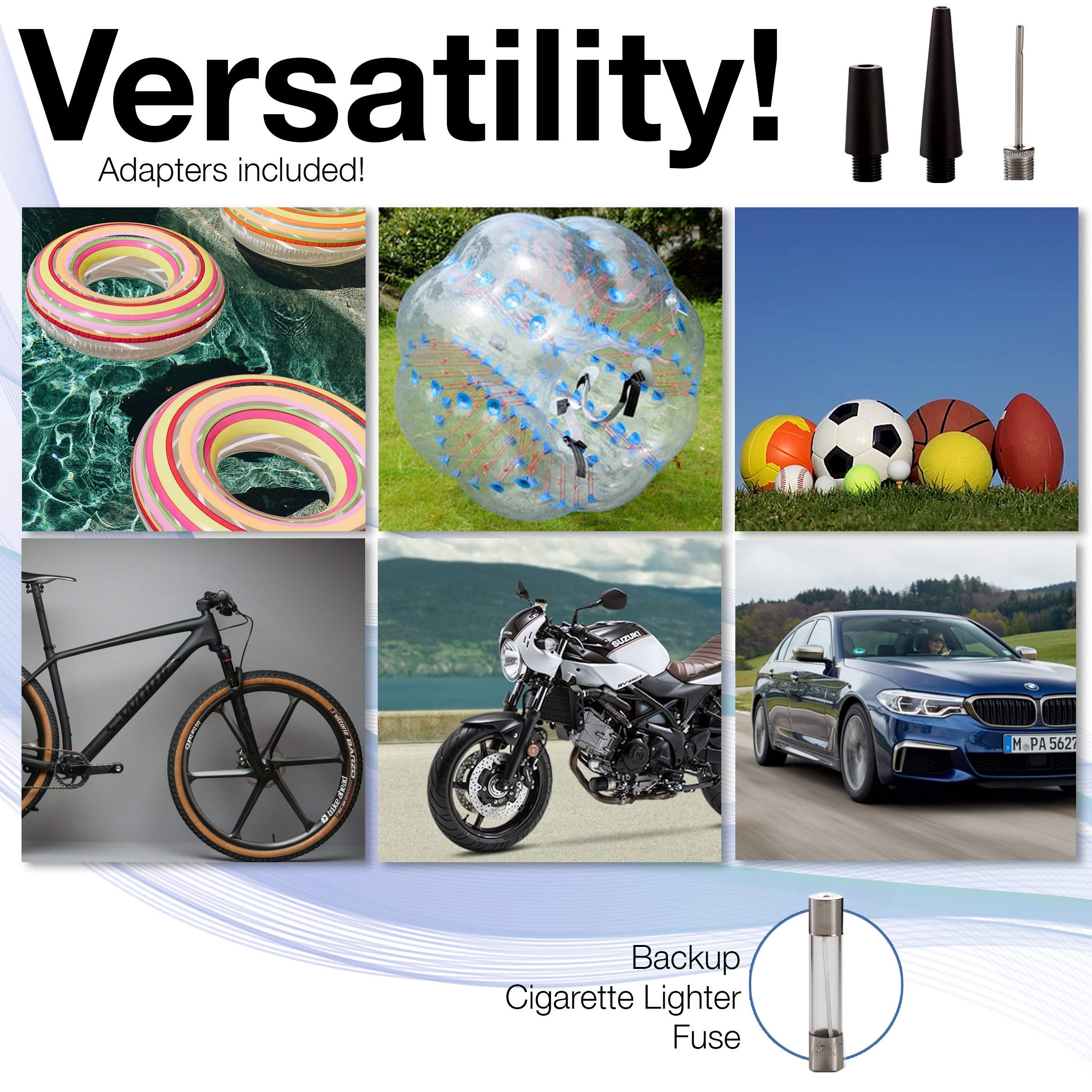 Portable Double Cylinder Air Compressor Tire Inflator With Led Flashlight, 12V Compact Air Pump For Car Tires, 150 Psi Heavy-Dut