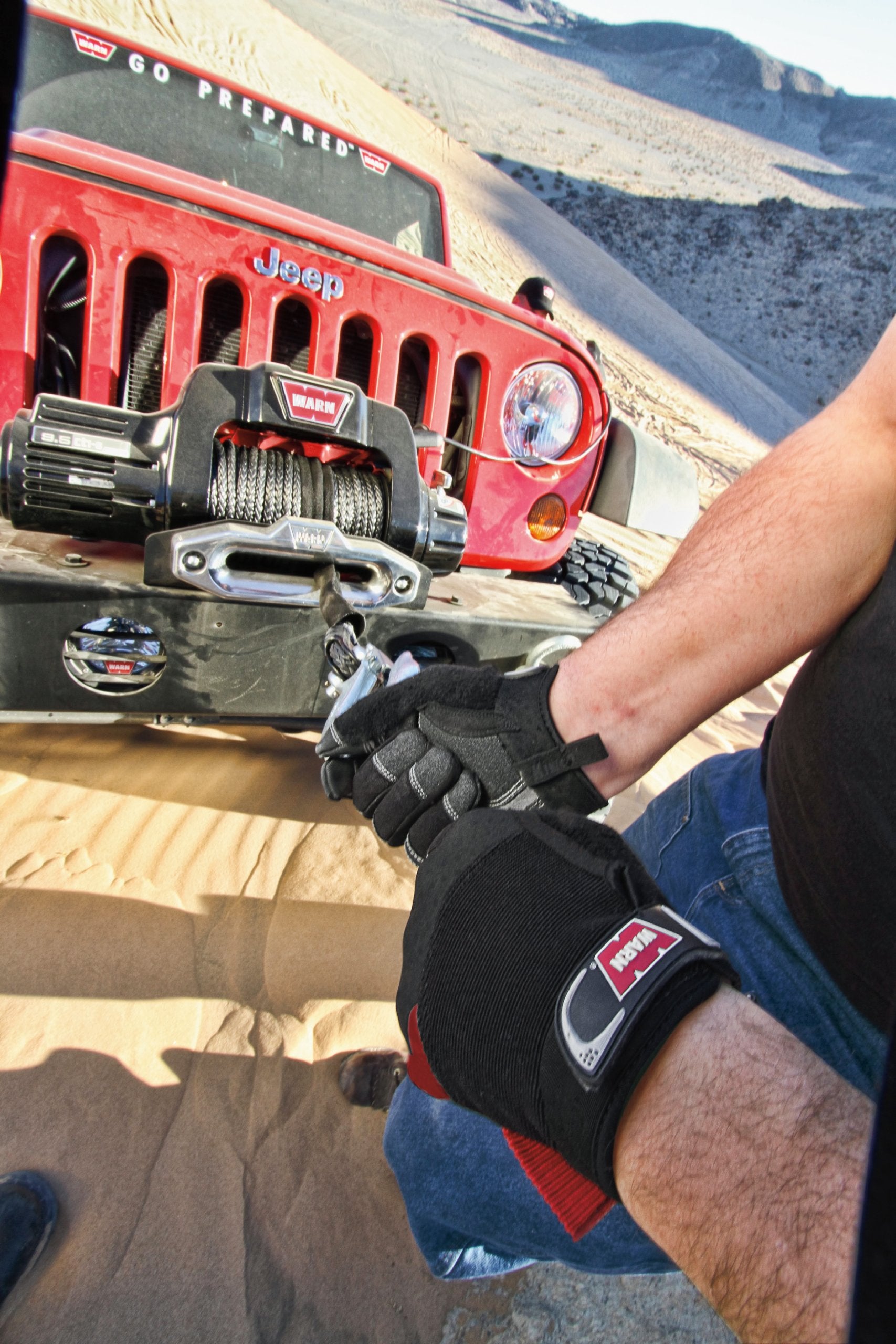 Warn 91650 Hand Protection: Synthetic Leather Winch Gloves With Kevlar Reinforcement, Large, Black, 1 Pair