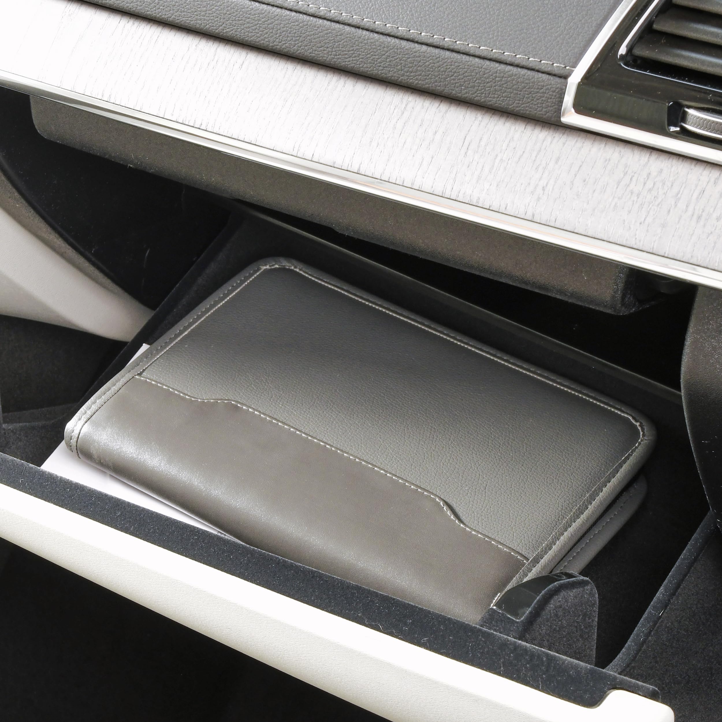 High Road Car Owners Manual Case And Glove Compartment Document Holder - Pebbled Faux Leather Glove Box Organizer For Car, Suv,
