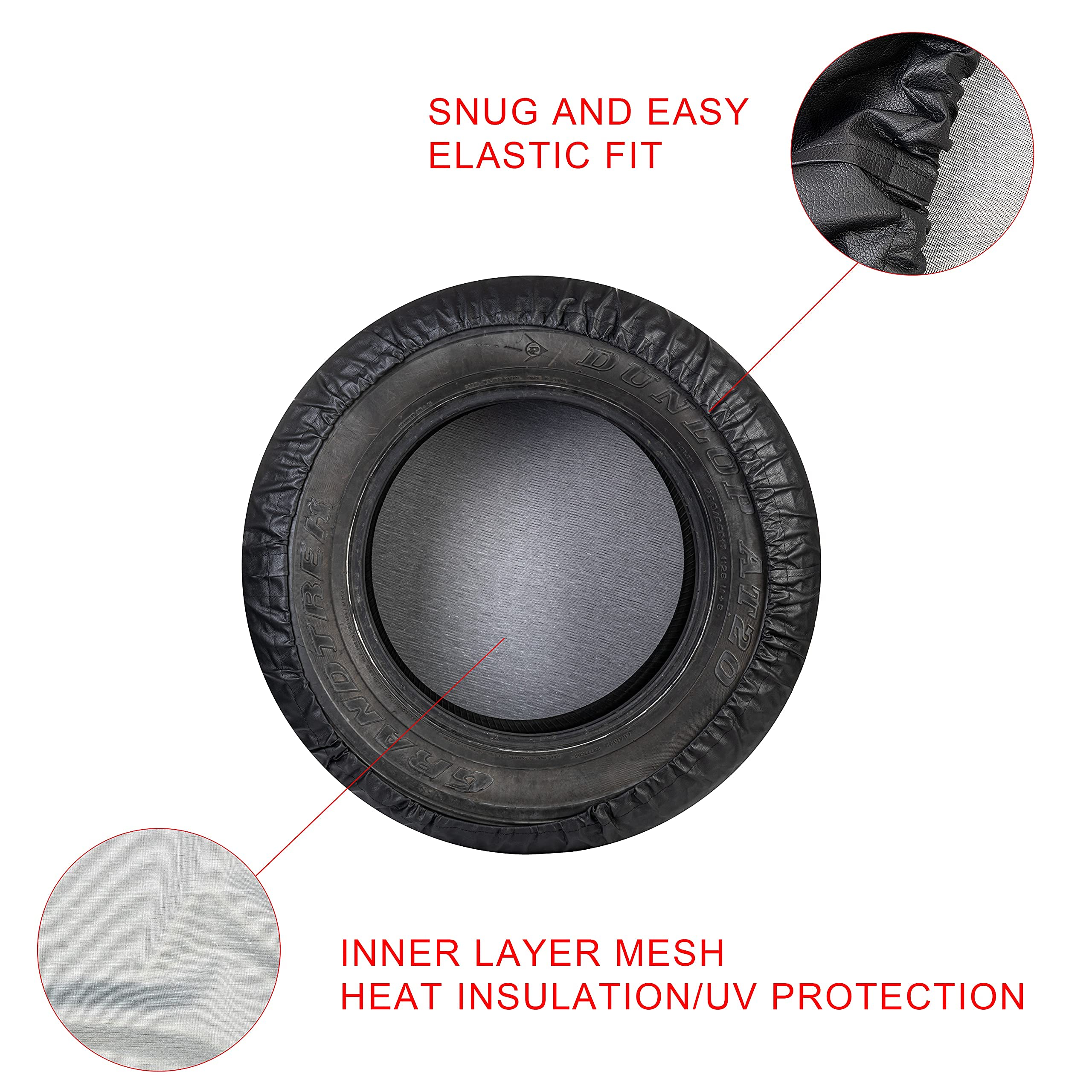 Moonet 34-35 Inch Spare Tire Cover Thickening Leather Universal Fit For Jeep, Trailer, Rv, Suv, Truck, Tough Tire Wheel Soft Cov