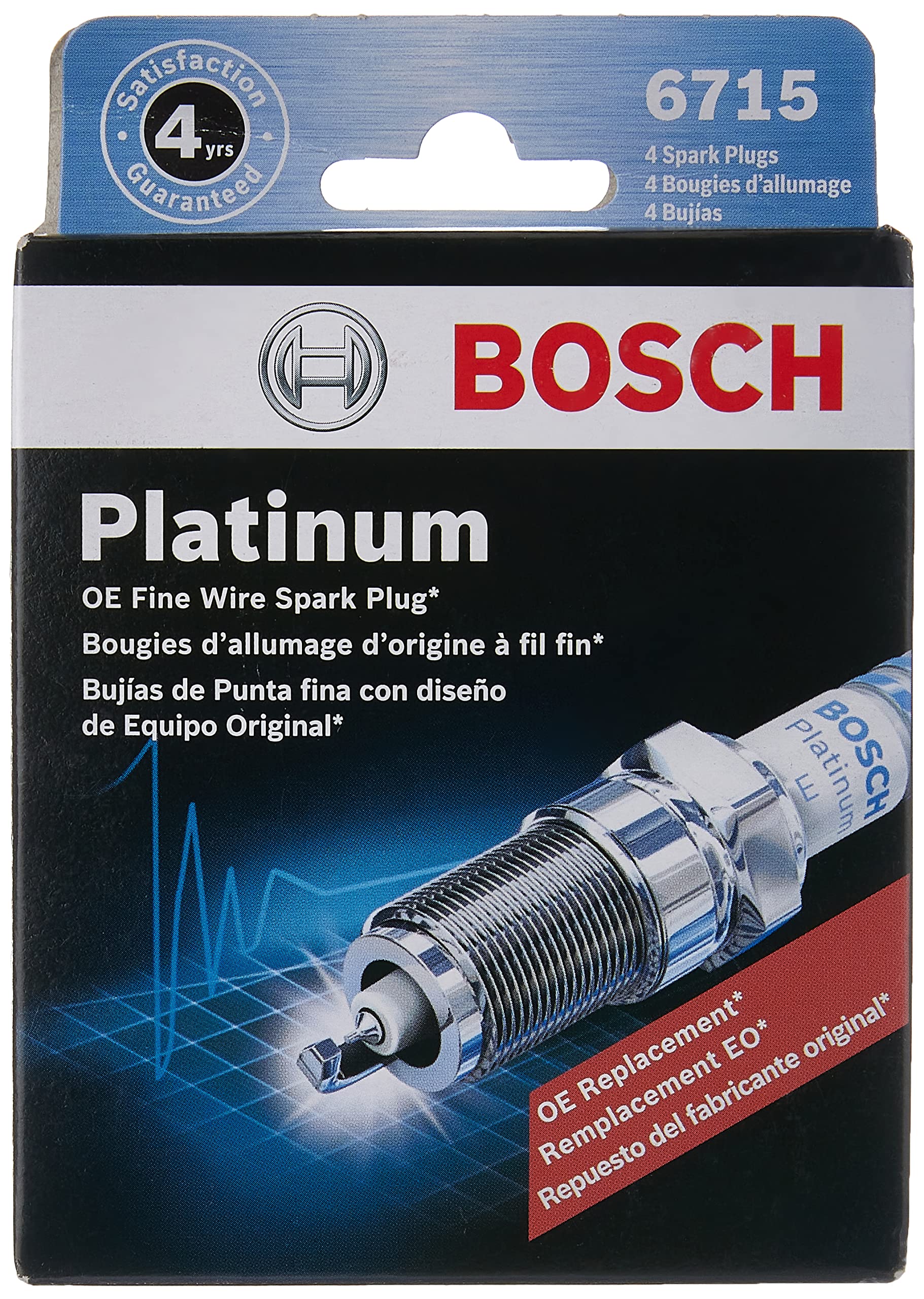 Bosch 6715 Oe Fine Wire Platinum Spark Plug - Pack Of 4