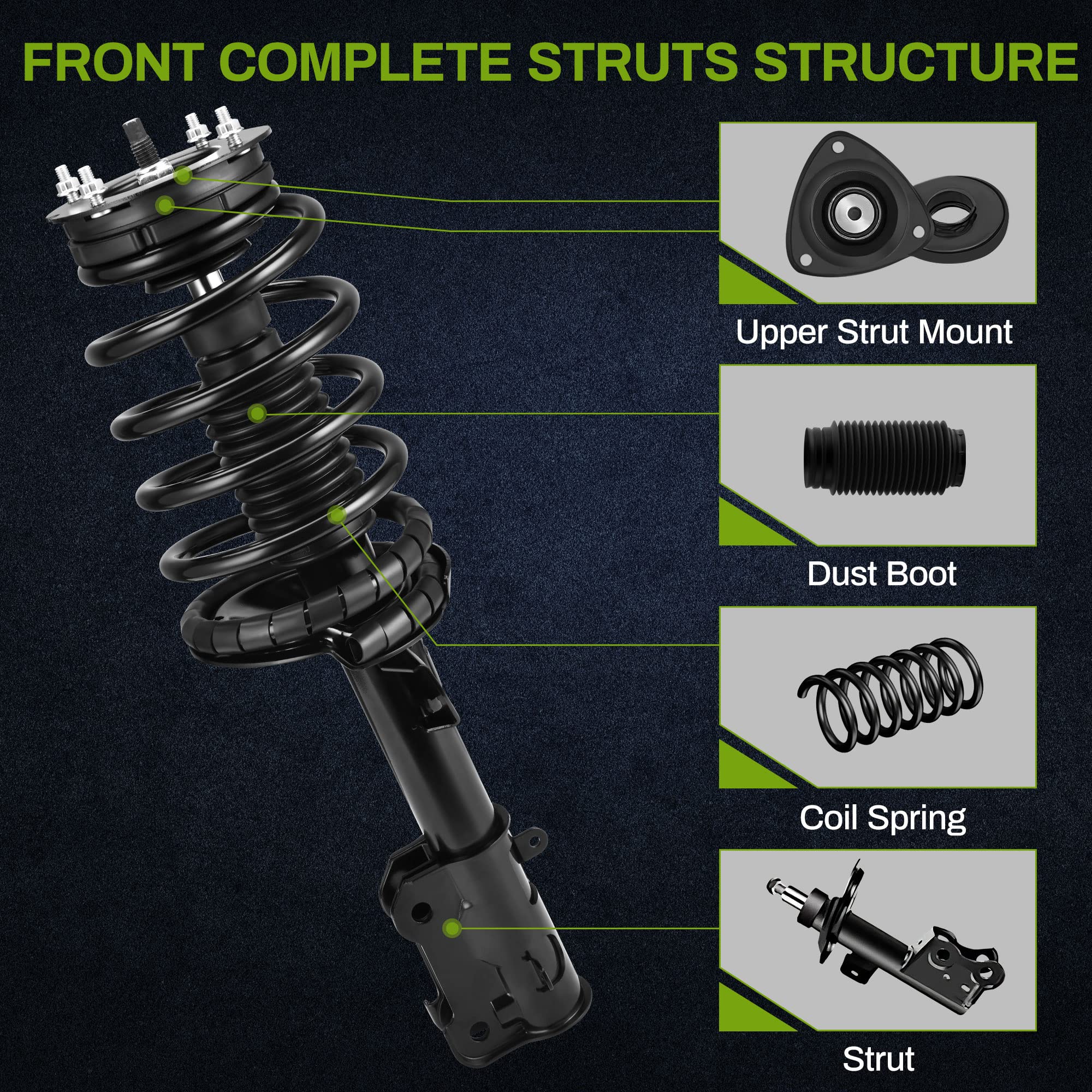 Autosaver88 Rear And Front Pair Complete Struts Shocks Assembly Compatible With 2005-2010 Ford Mustang